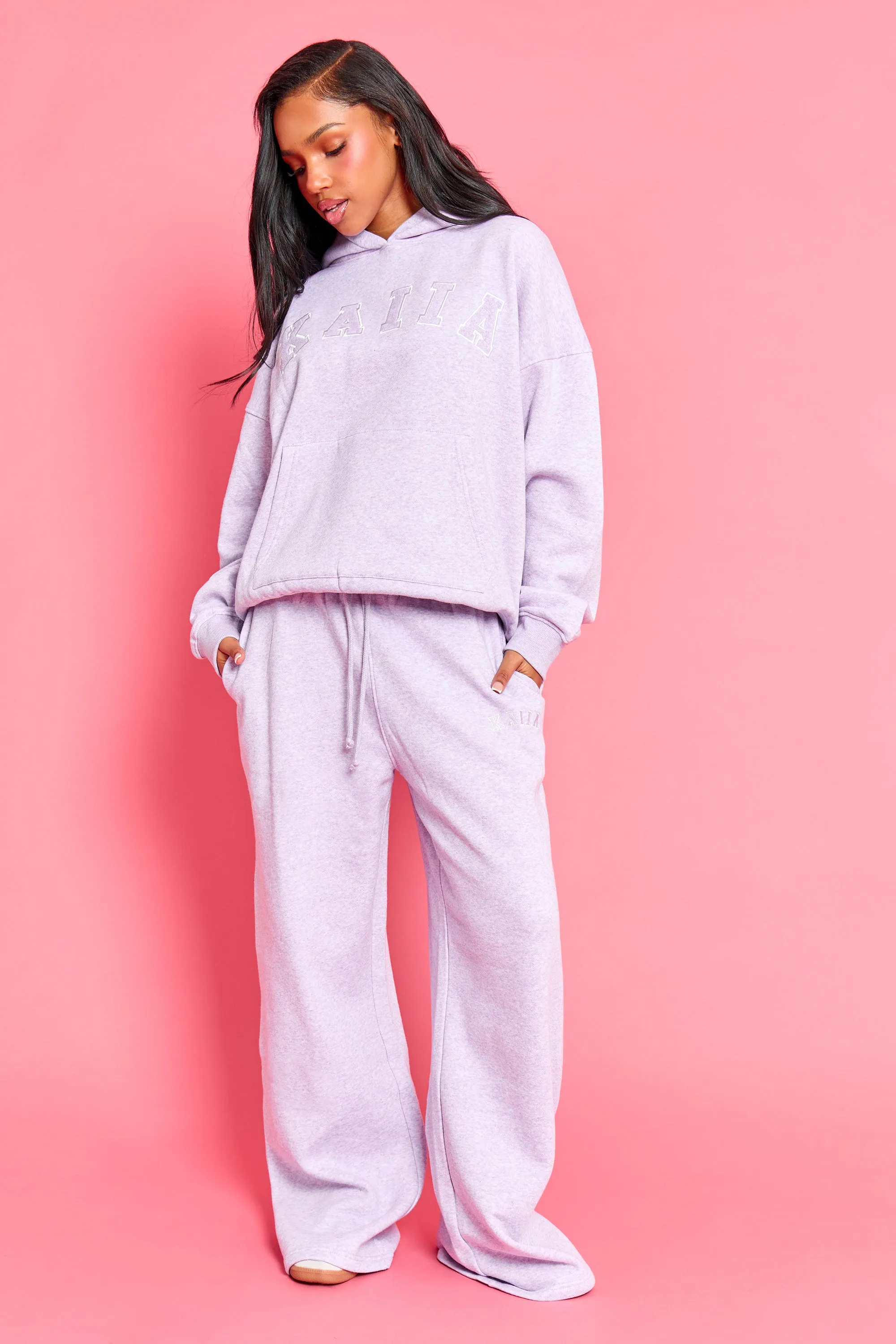 Kaiia Slogan Oversized Hoodie Lilac Marl sold by Kaiia the label product image thumbnail 3