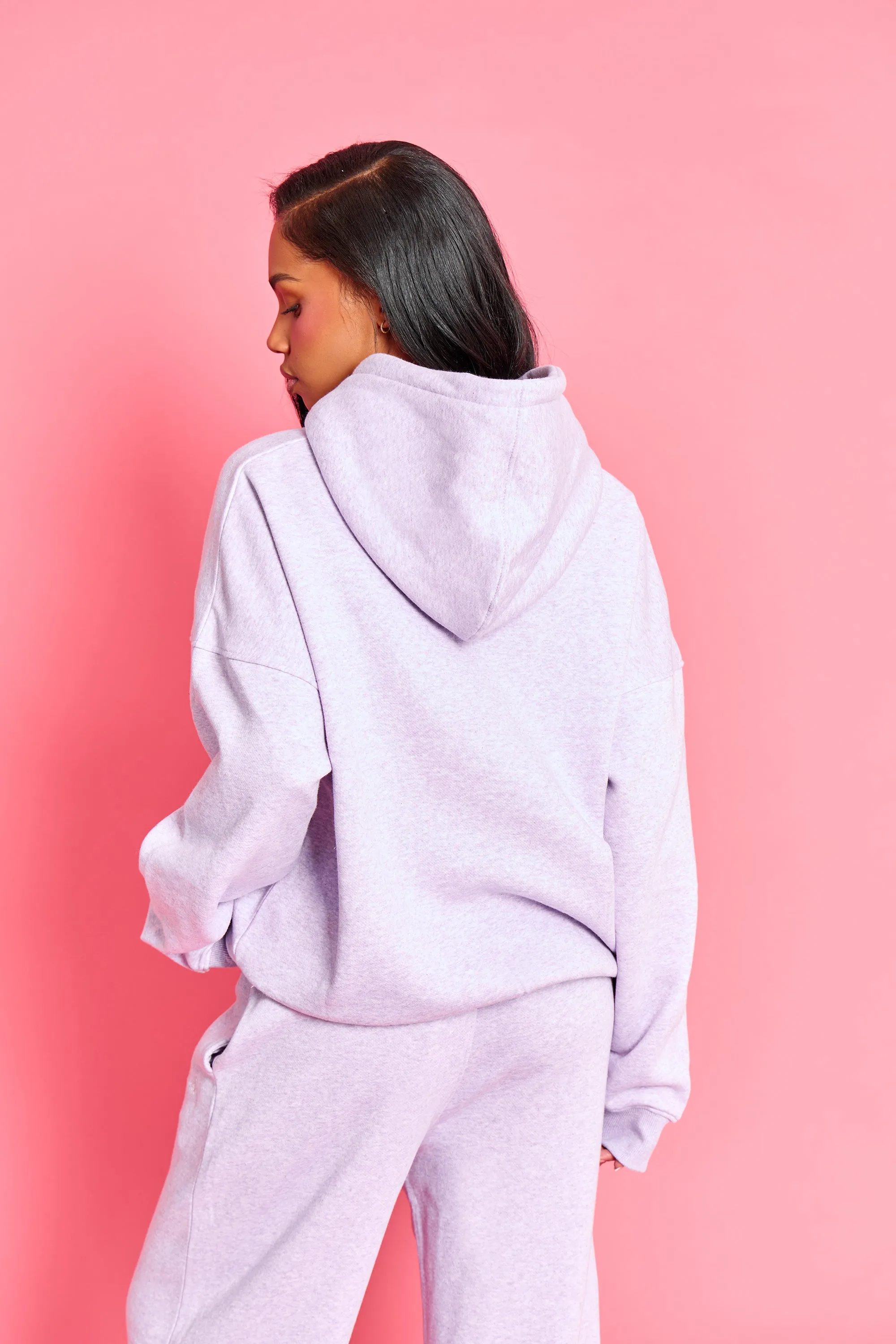 Kaiia Slogan Oversized Hoodie Lilac Marl sold by Kaiia the label product image thumbnail 4