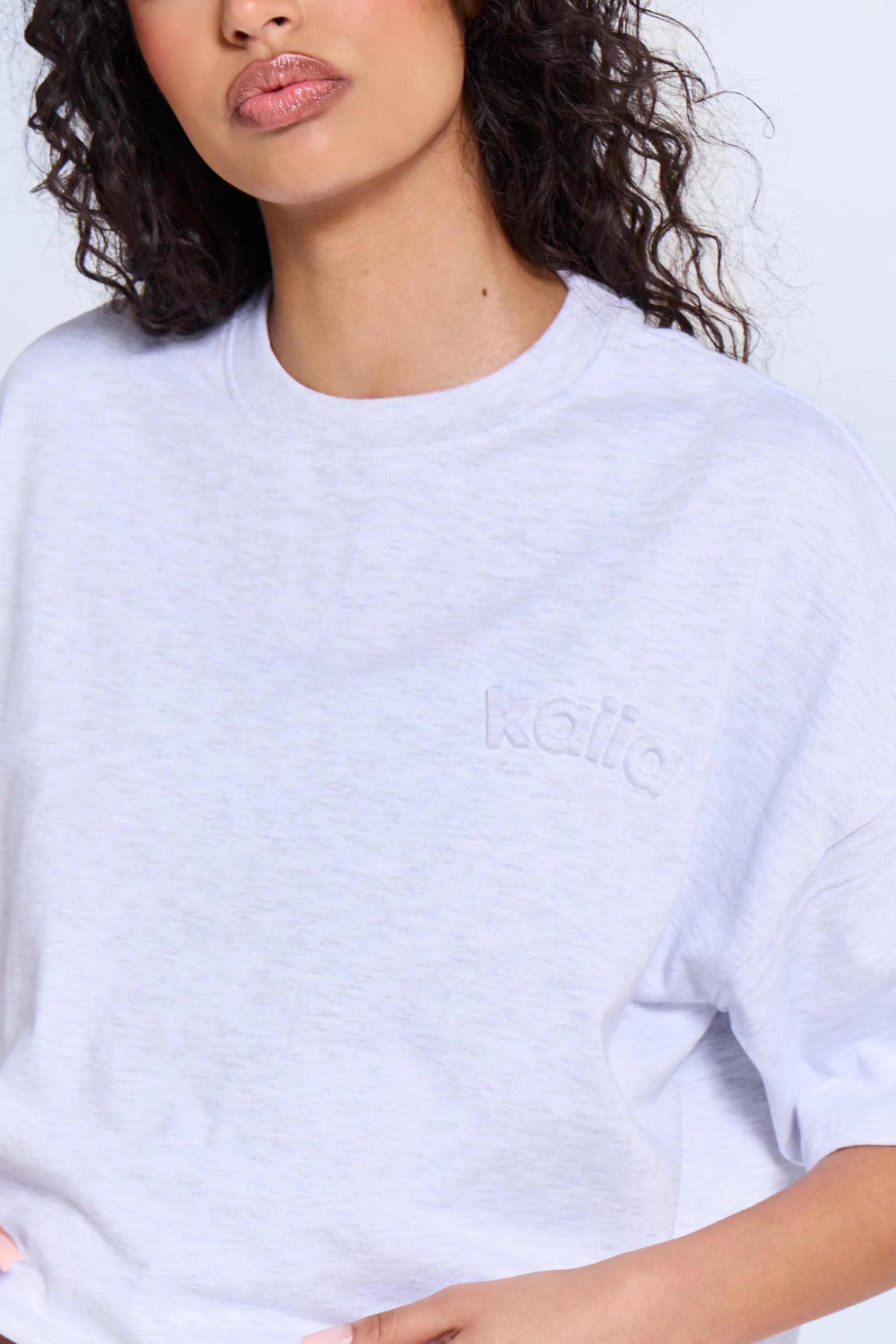 Kaiia Embossed Logo Oversized T-shirt Light Grey Marl sold by Kaiia the label product image thumbnail 2
