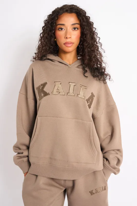 Kaiia Slogan Oversized Hoodie Latte made by Kaiia the label