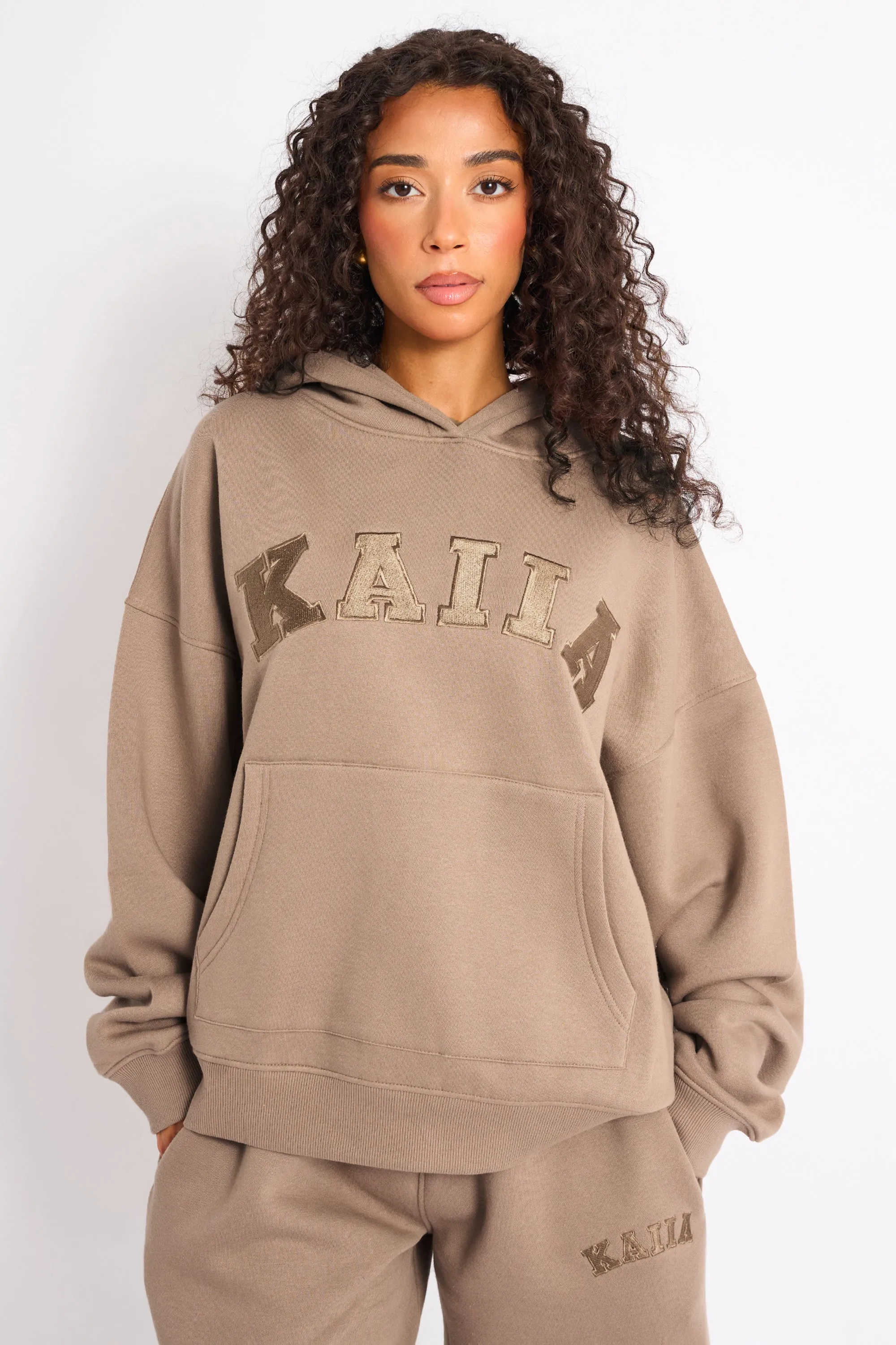 Kaiia Slogan Oversized Hoodie Latte sold by Kaiia the label