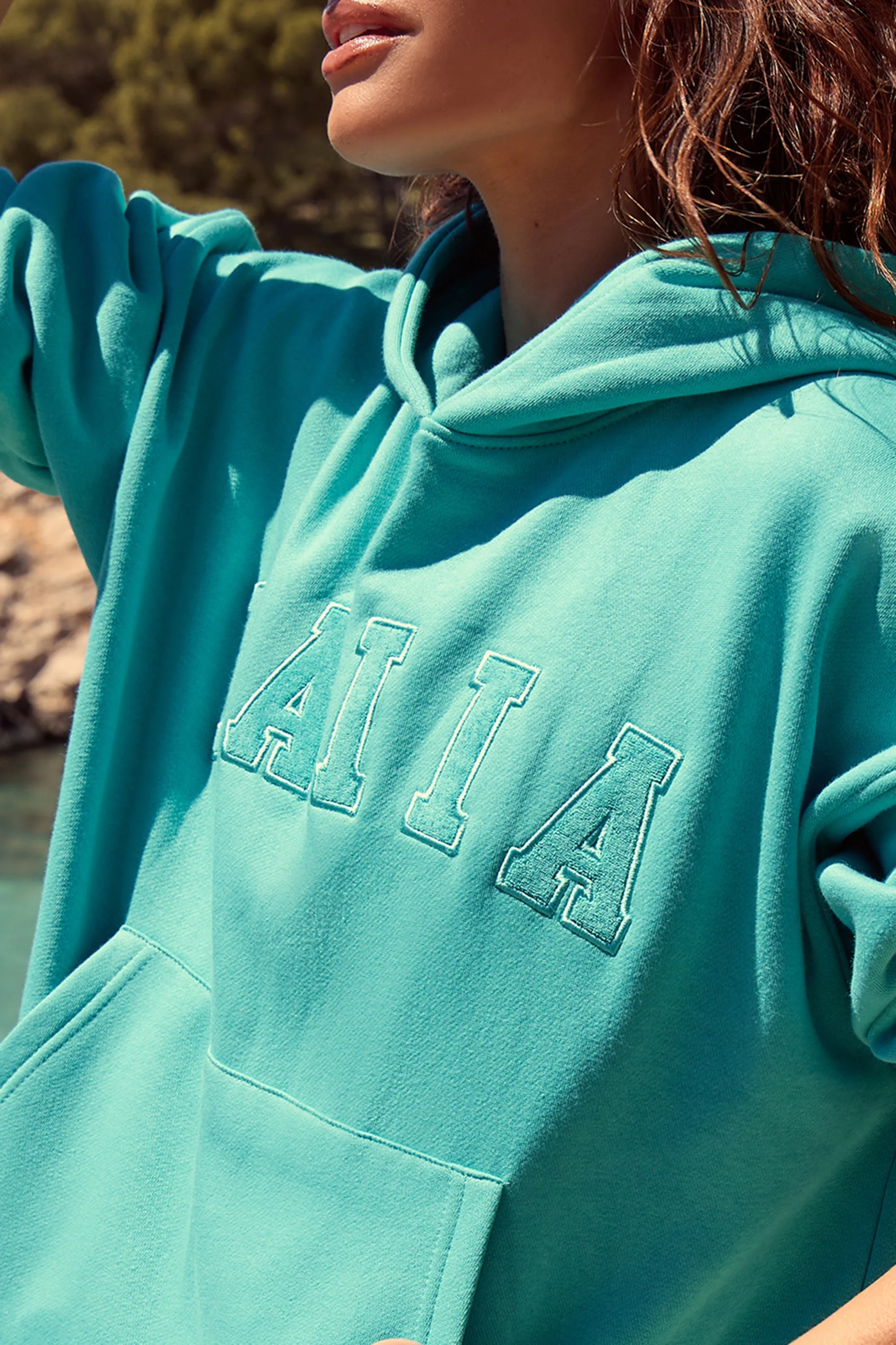 Kaiia Slogan Oversized Hoodie Turquoise sold by Kaiia the label product image thumbnail 3