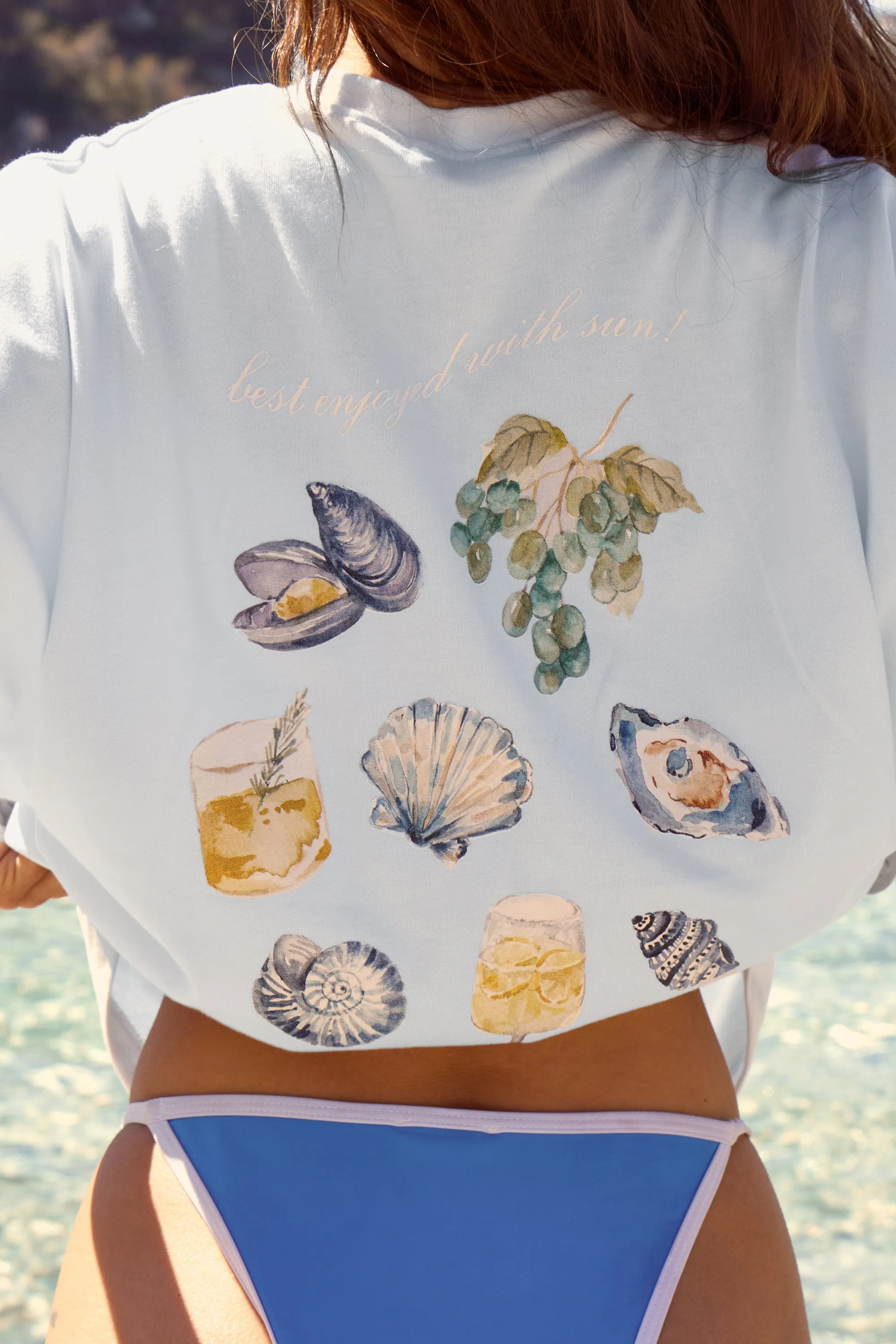Kaiia Starfish Graphic Oversized T-Shirt Shell Blue sold by Kaiia the label product image thumbnail 2