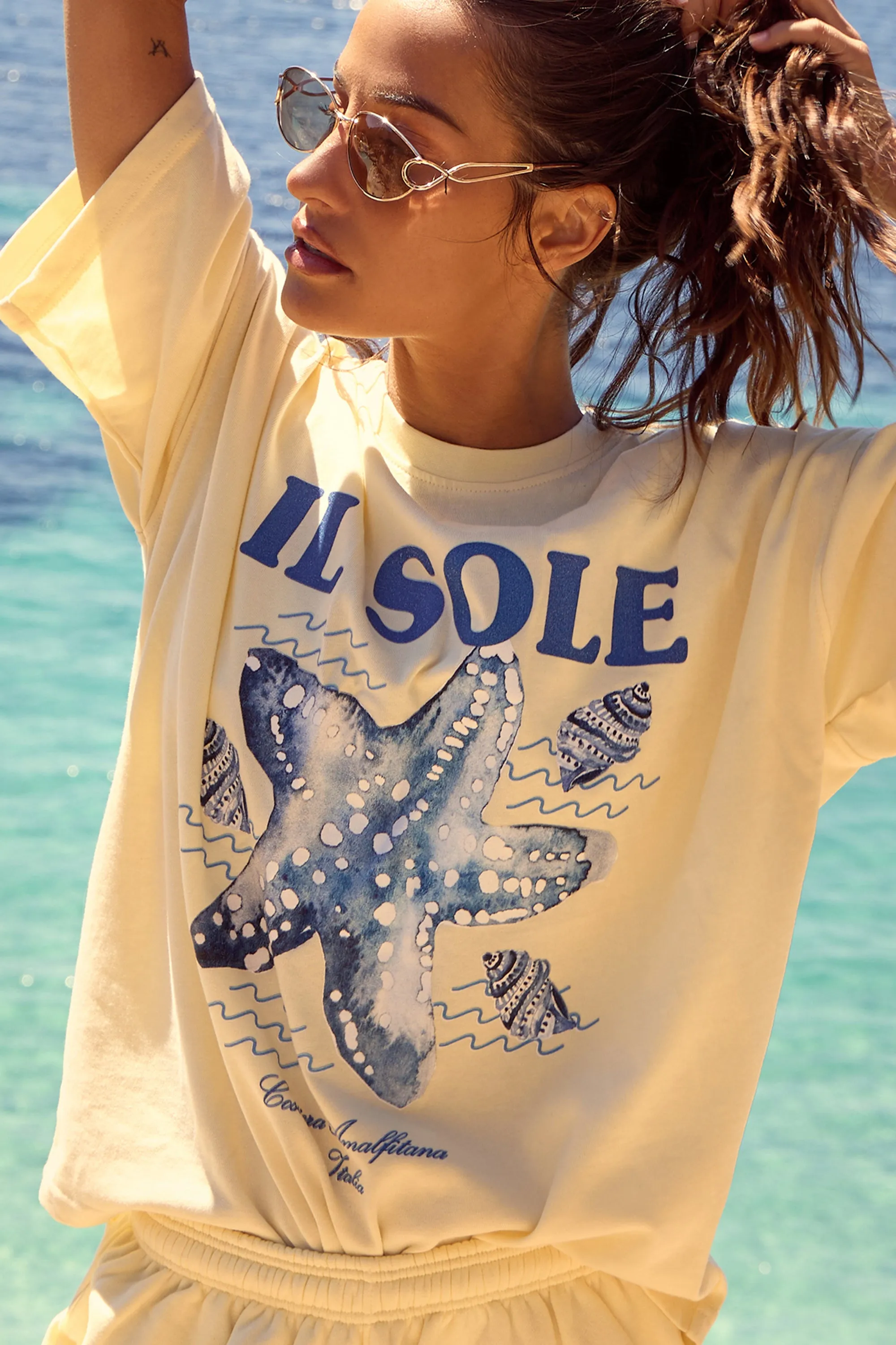 Kaiia Shell Graphic Oversized T-shirt Lemon Zest sold by Kaiia the label product image thumbnail 2