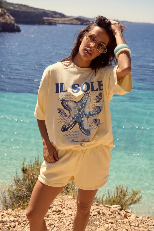 Kaiia Shell Graphic Oversized T-shirt Lemon Zest made by Kaiia the label