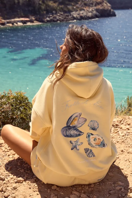Kaiia Shell Graphic Oversized Hoodie Lemon Zest made by Kaiia the label