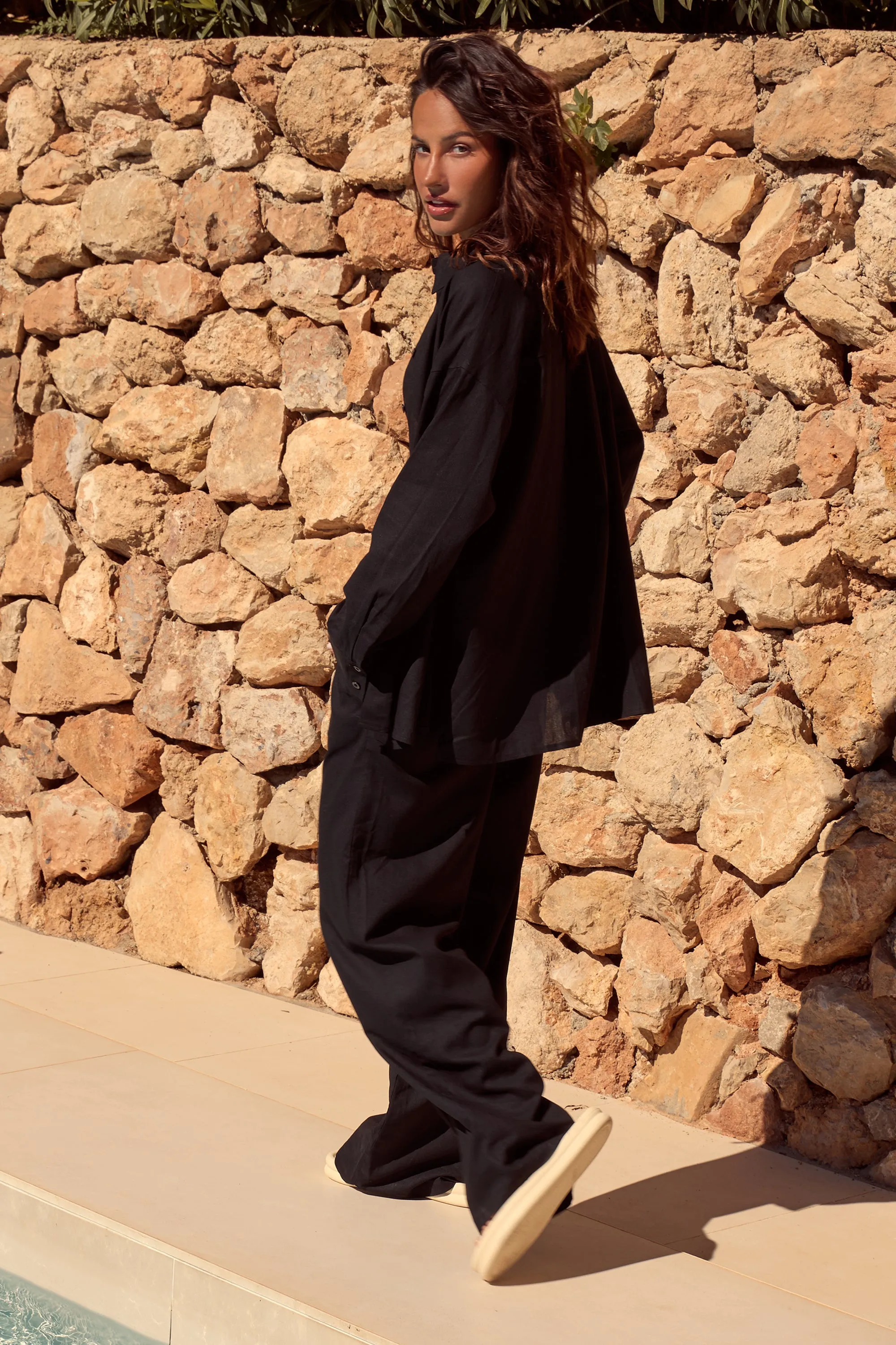 Kaiia Linen Oversized Shirt Black sold by Kaiia the label product image thumbnail 4