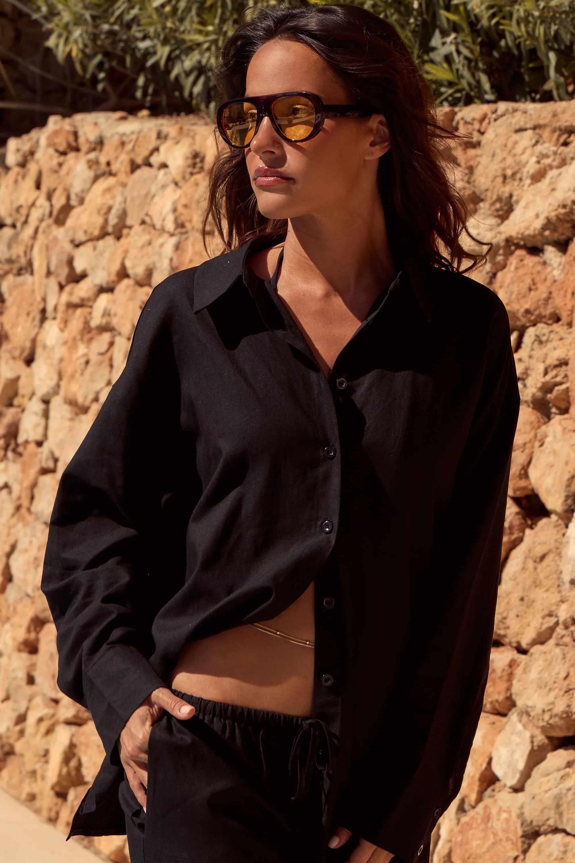 Kaiia Linen Oversized Shirt Black sold by Kaiia the label