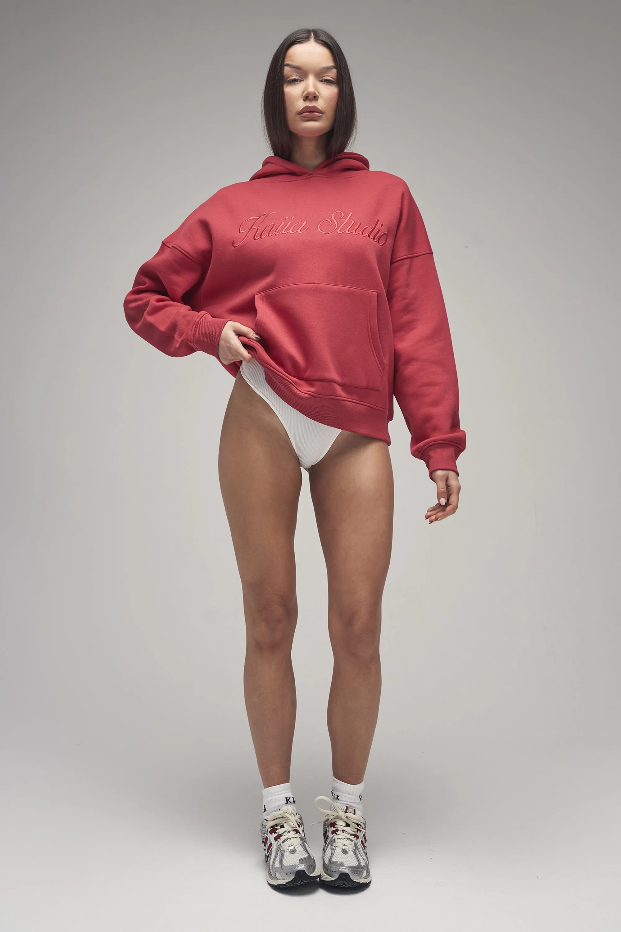 Kaiia Studio Script Logo Oversized Hoodie Red sold by Kaiia the label product image thumbnail 4