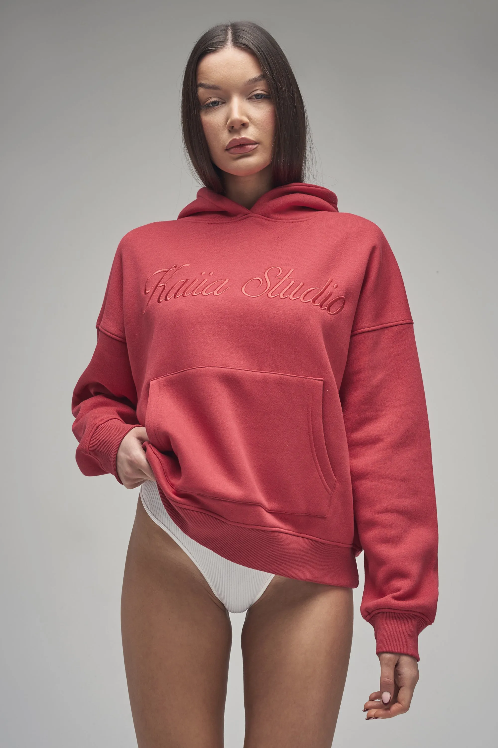Kaiia Studio Script Logo Oversized Hoodie Red sold by Kaiia the label product image thumbnail 3