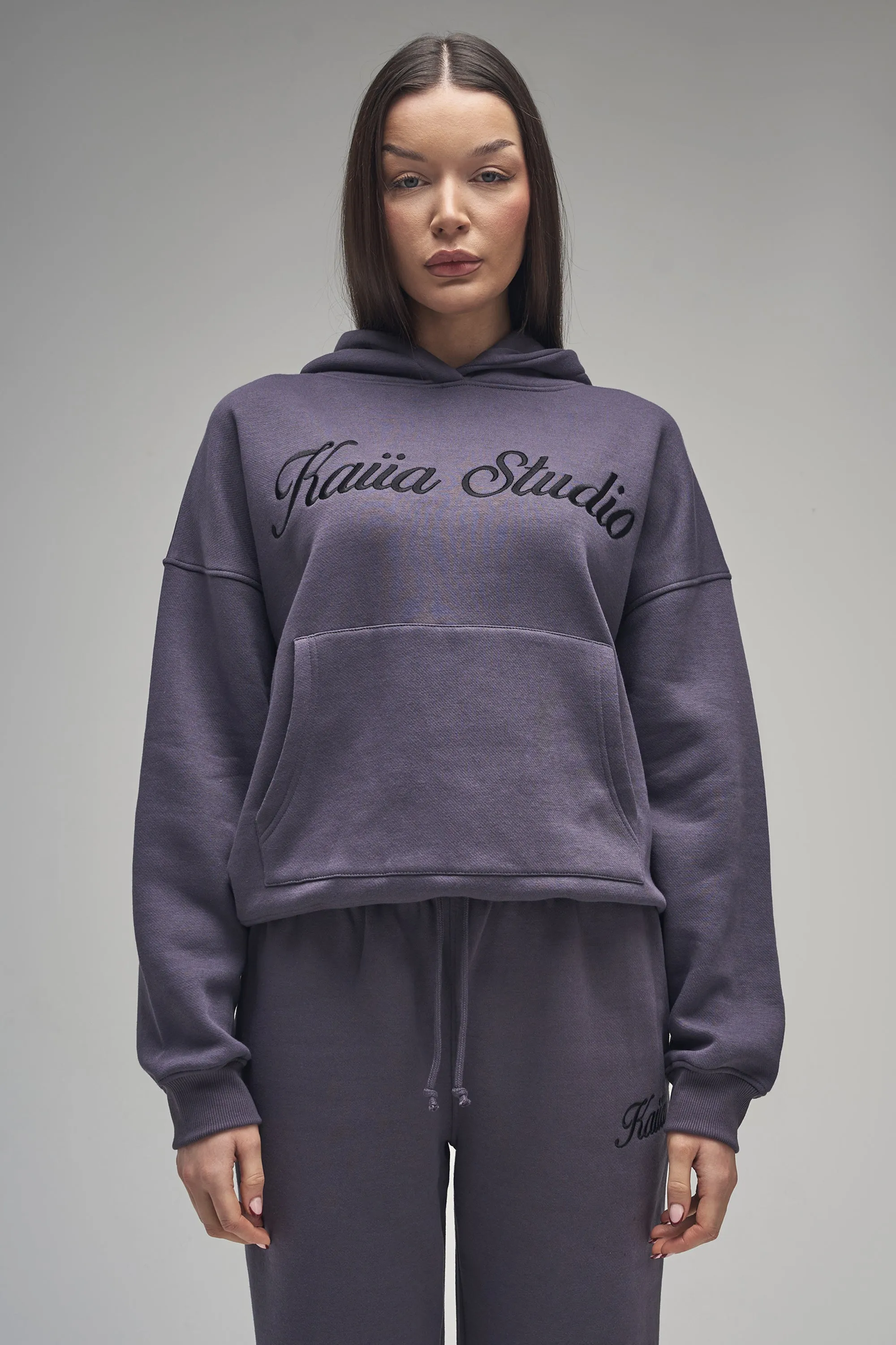 Kaiia Studio Script Logo Oversized Hoodie Dark Grey sold by Kaiia the label