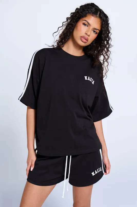 Kaiia Side Stripe Oversized T-shirt Black & White made by Kaiia the label