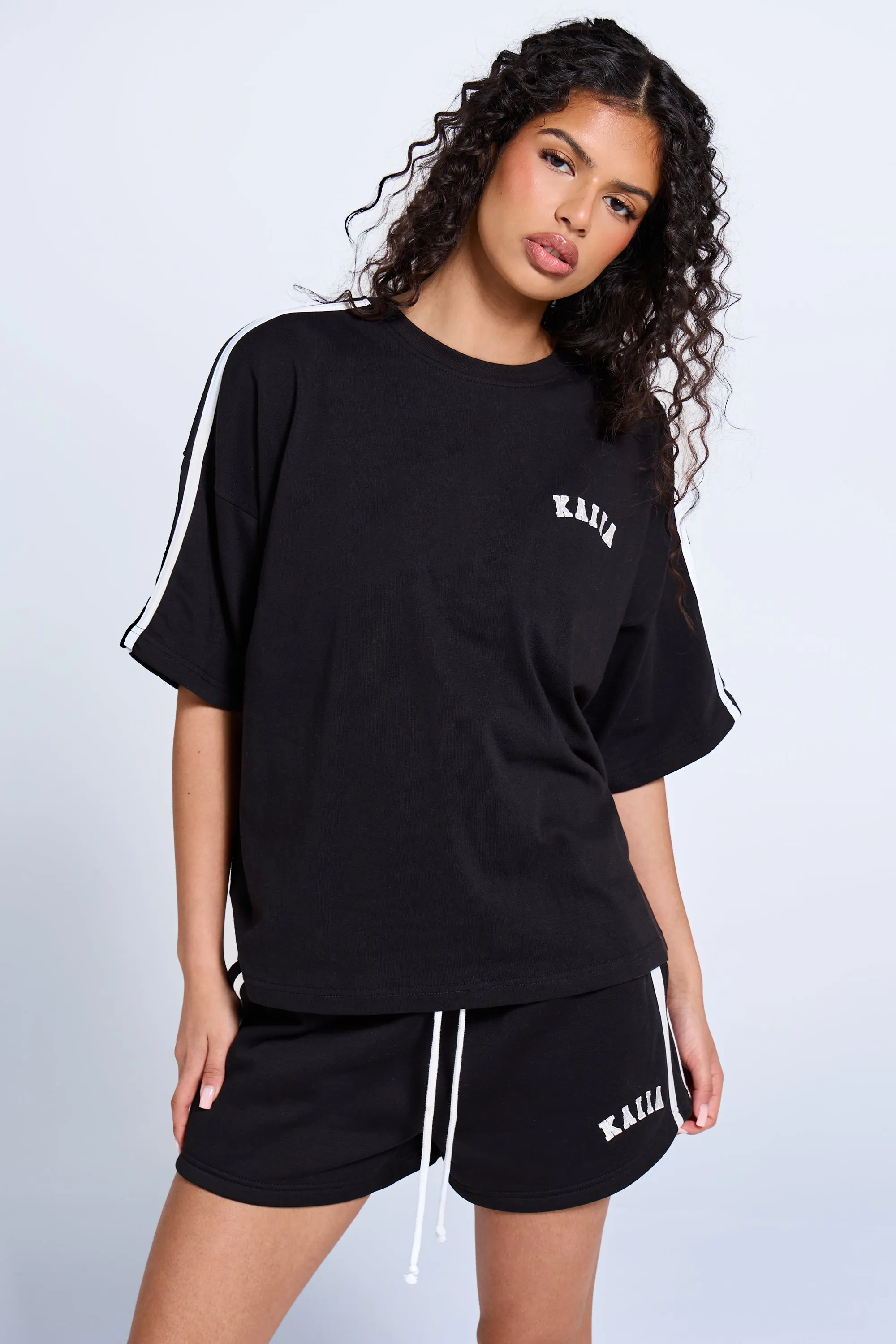 Kaiia Side Stripe Oversized T-shirt Black & White sold by Kaiia the label
