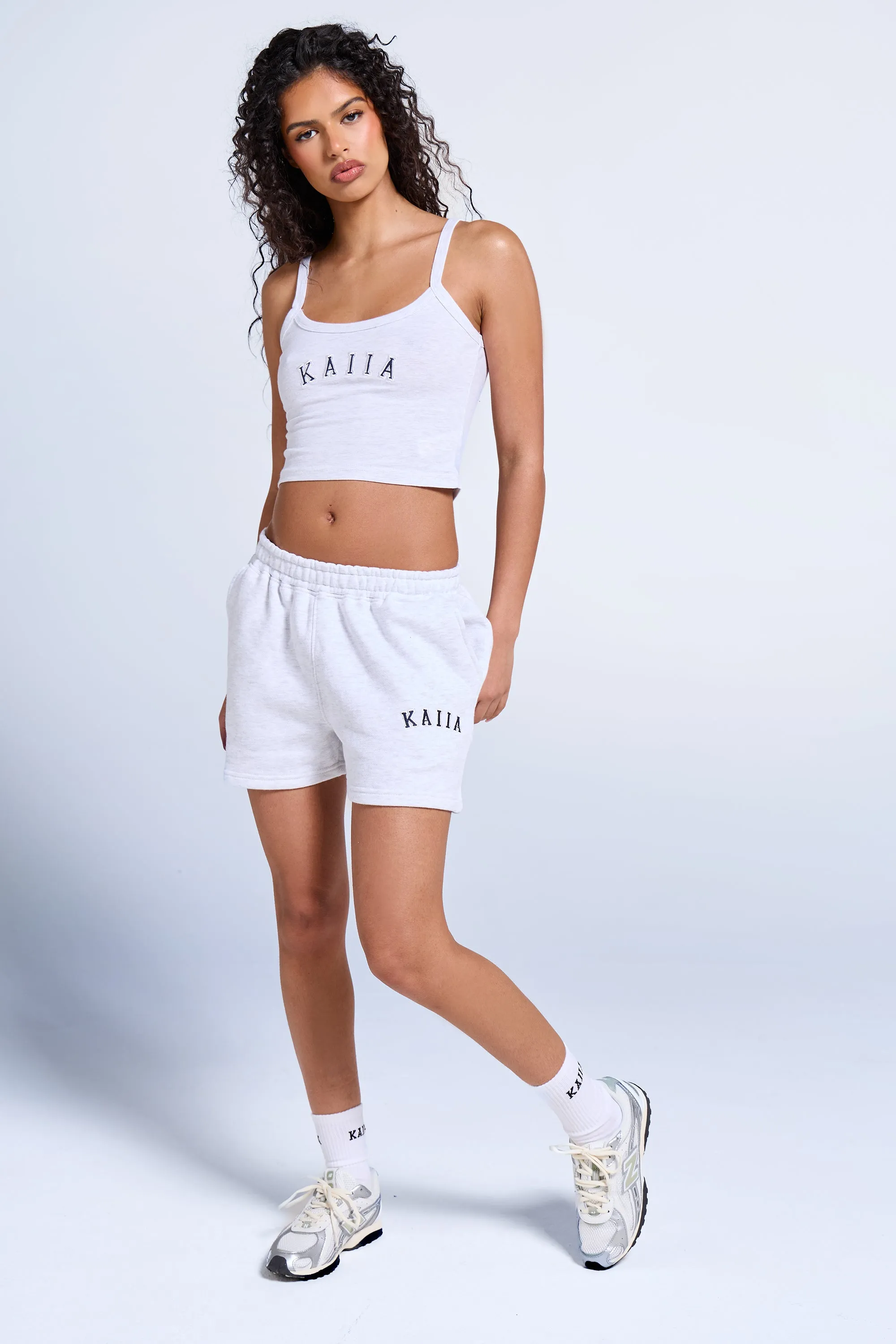 Kaiia Logo Contrast Cami Top Light Grey Marl & Pink Sugar sold by Kaiia the label product image thumbnail 4