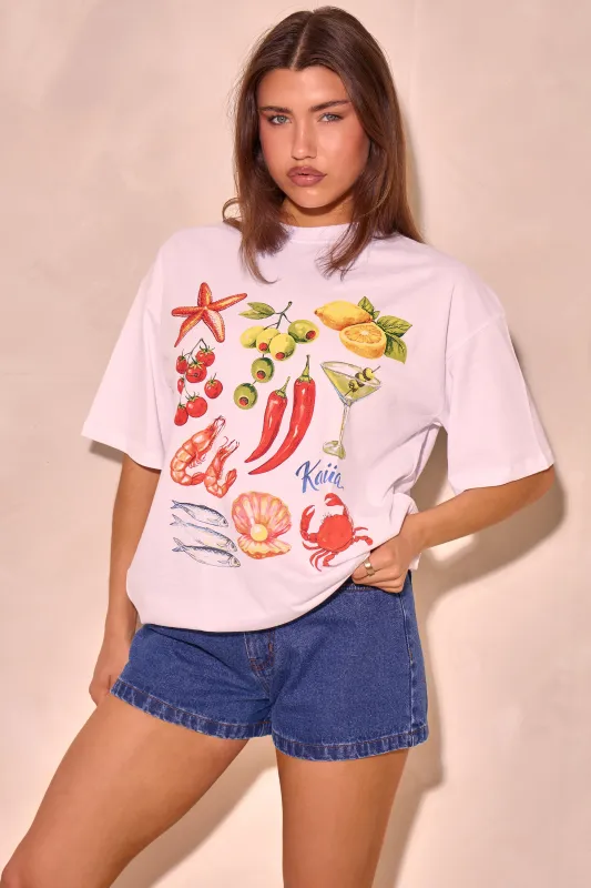 Kaiia Summer Graphic Oversized T-shirt White made by Kaiia the label
