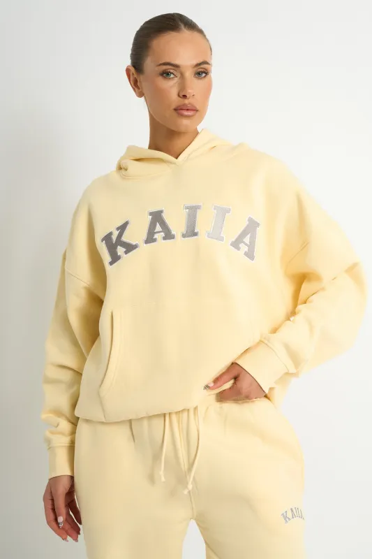Kaiia Slogan Oversized Hoodie Soft Yellow & Grey made by Kaiia the label