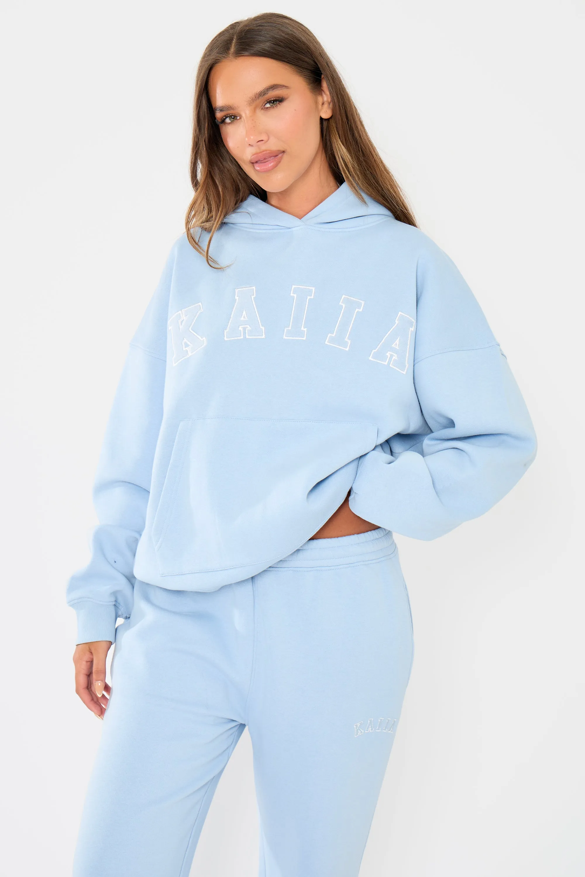 Kaiia Slogan Oversized Hoodie Light Blue & White sold by Kaiia the label product image thumbnail 5