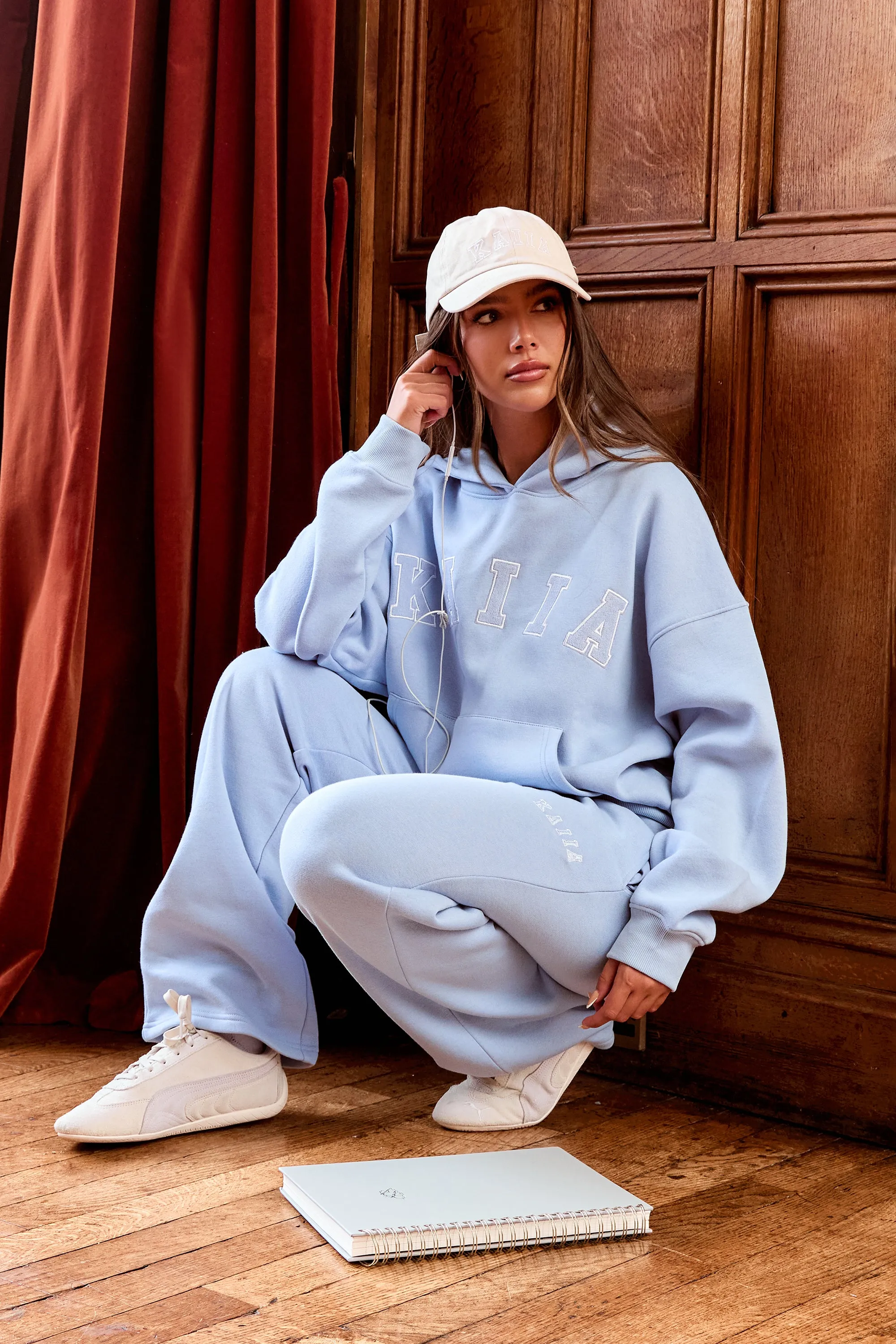 Kaiia Slogan Oversized Hoodie Light Blue & White sold by Kaiia the label product image thumbnail 3