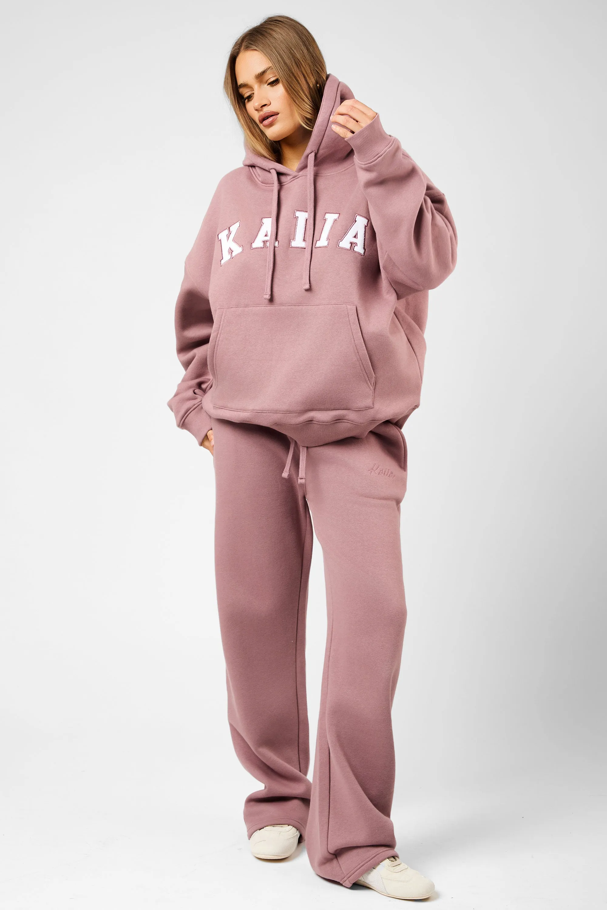 Kaiia Slogan Oversized Hoodie Rosewood & White sold by Kaiia the label product image thumbnail 5