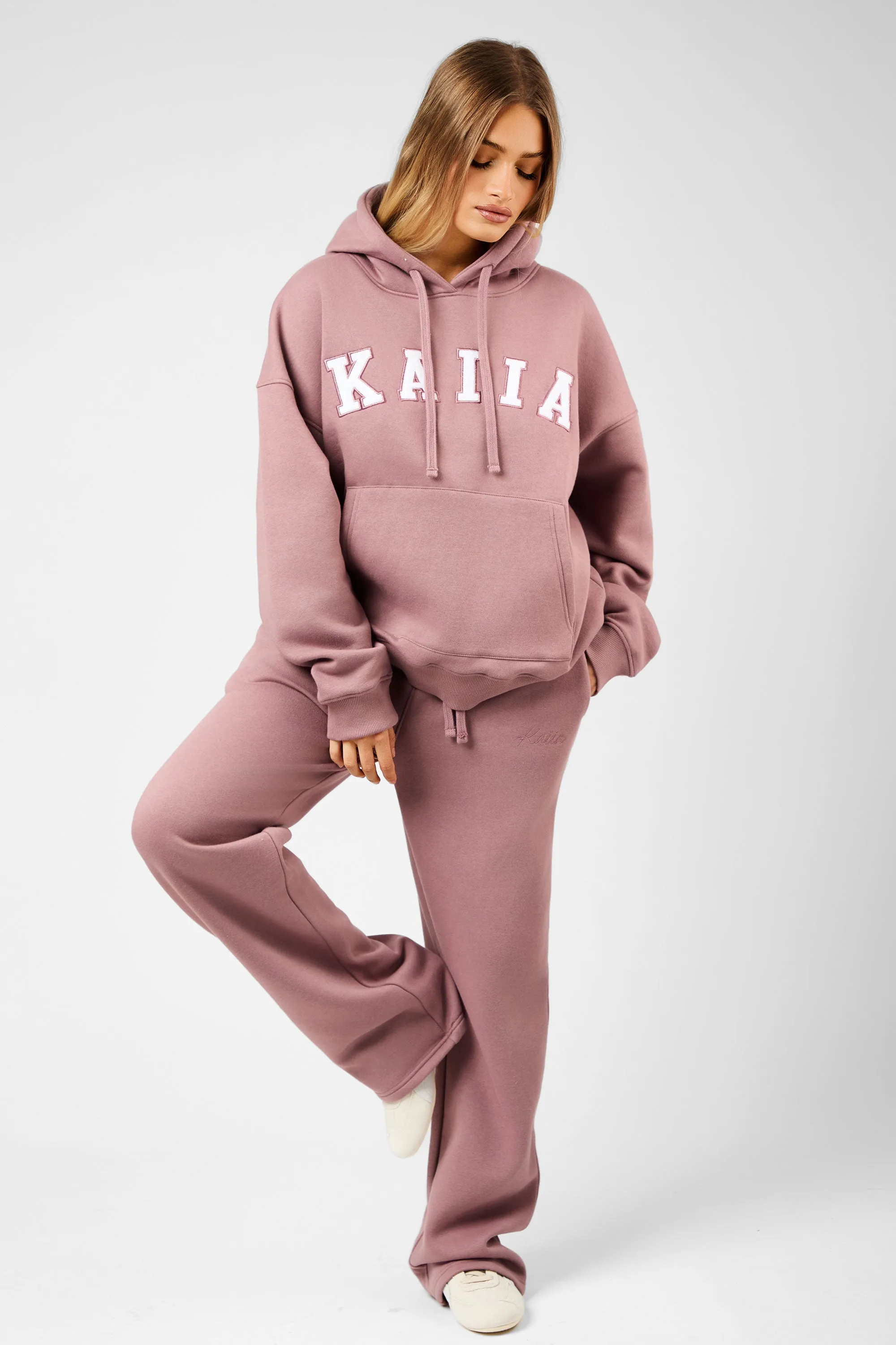 Kaiia Slogan Oversized Hoodie Rosewood & White sold by Kaiia the label product image thumbnail 3