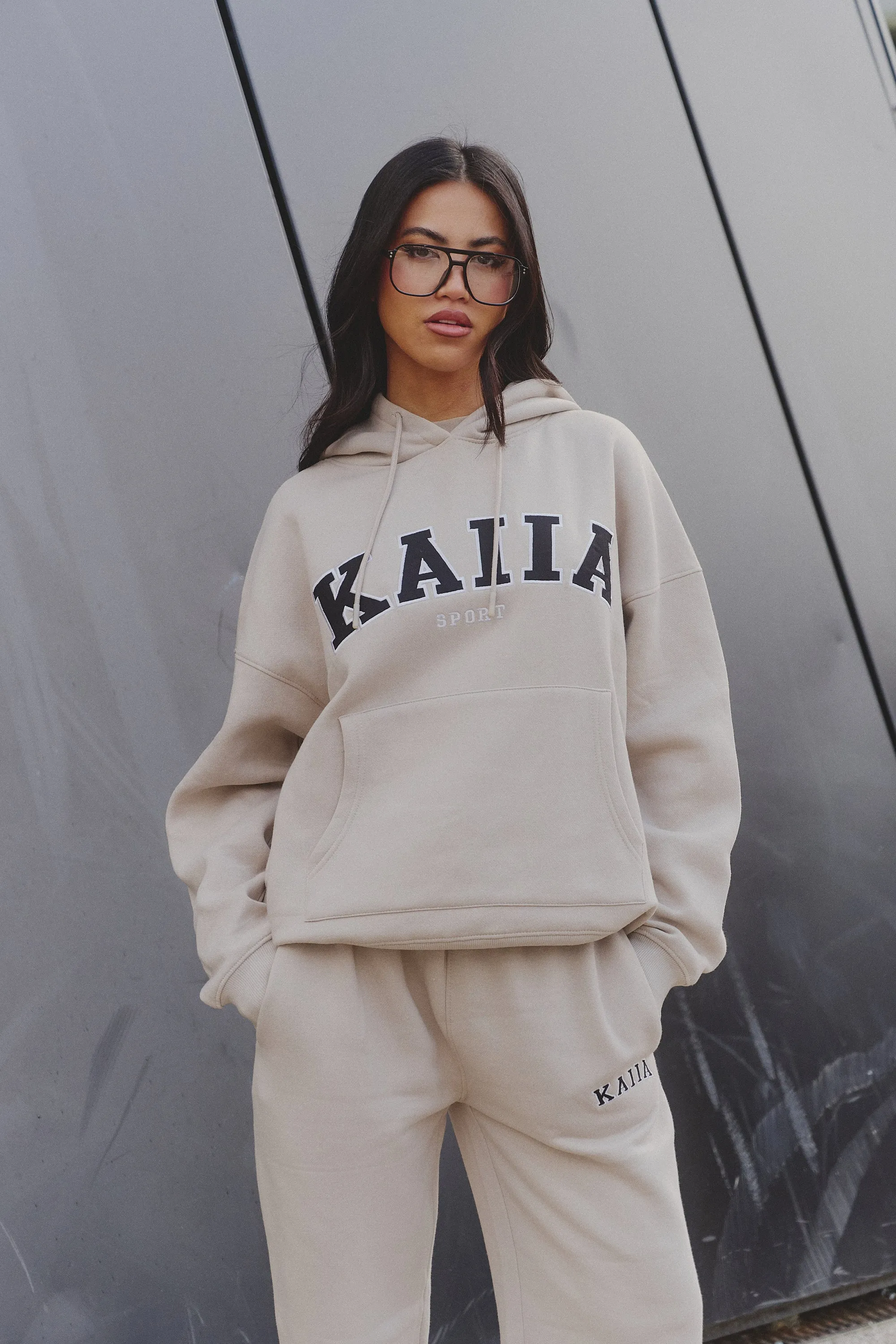 Kaiia Slogan Oversized Hoodie Almond sold by Kaiia the label product image thumbnail 3