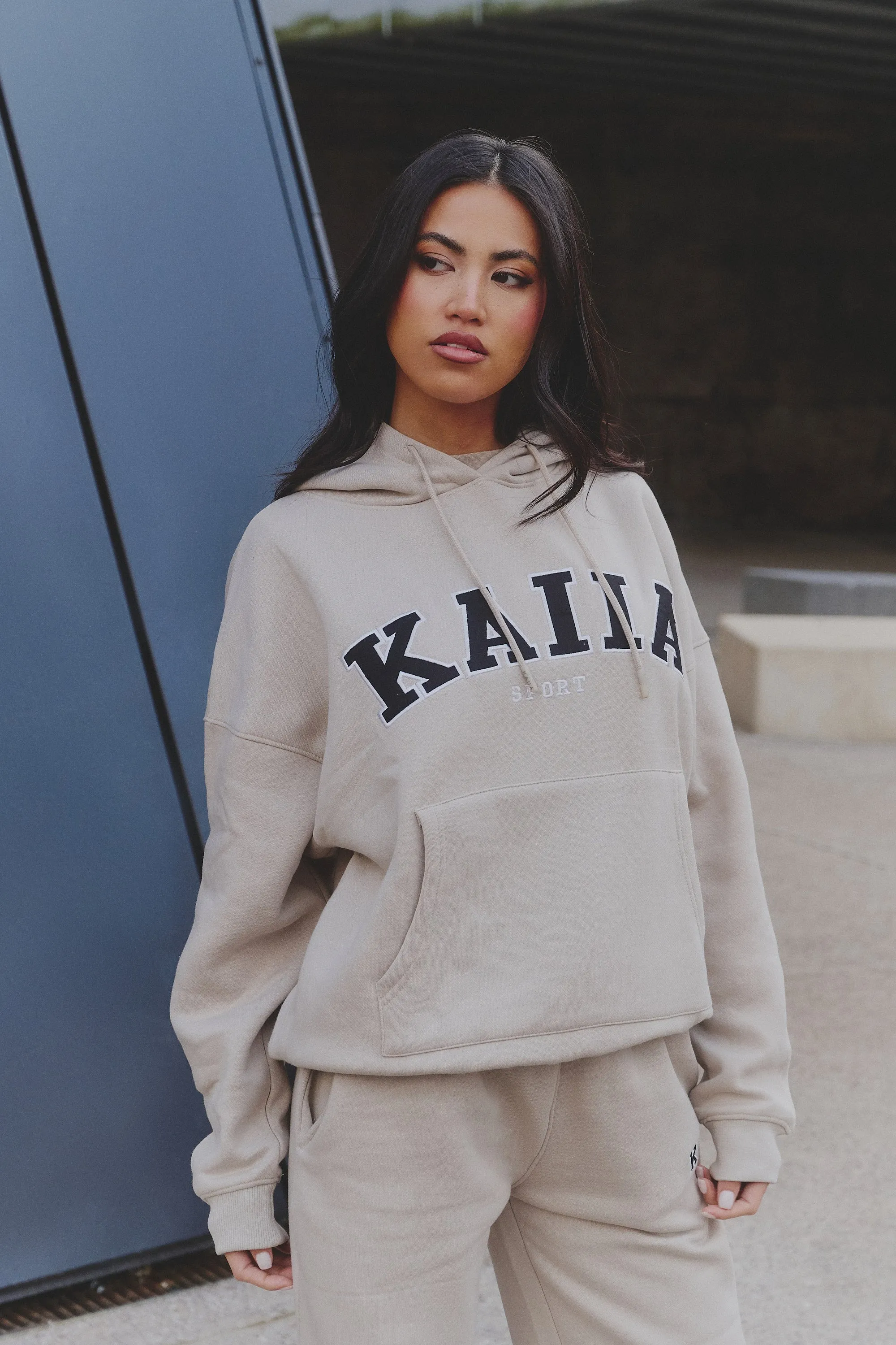 Kaiia Slogan Oversized Hoodie Almond sold by Kaiia the label
