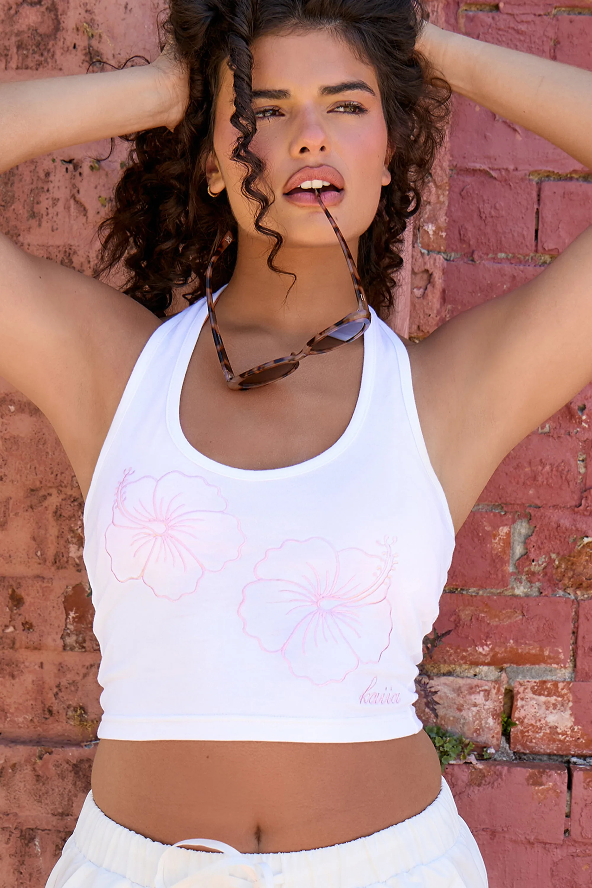 Kaiia Embroidered Flower Halterneck Top White sold by Kaiia the label product image thumbnail 2