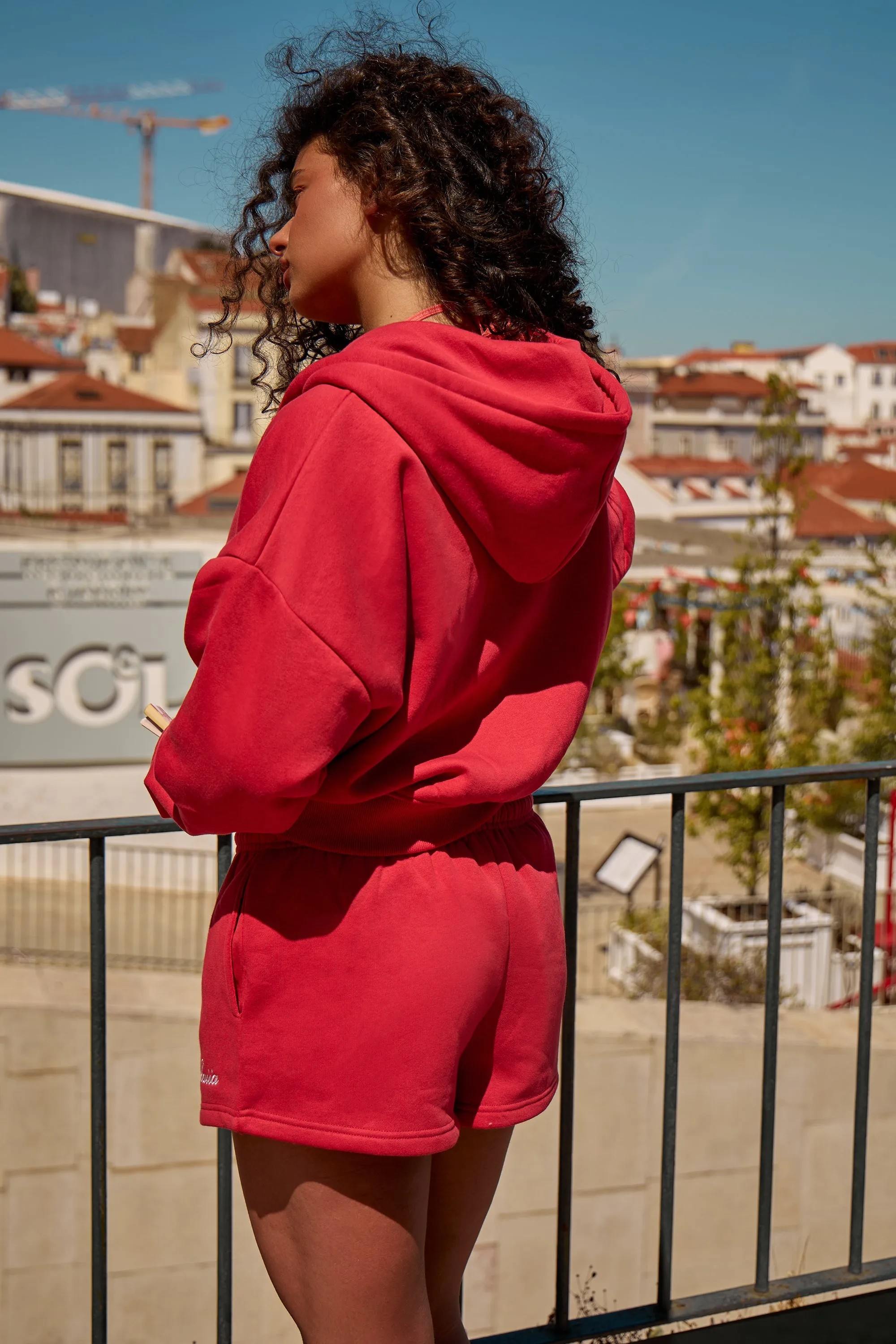 Kaiia Script Oversized Zip Through Hoodie Chilli Red sold by Kaiia the label product image thumbnail 4