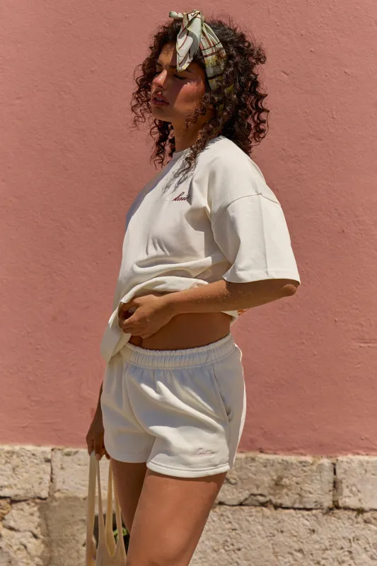 Kaiia Script Logo Mini Sweat Shorts Cream made by Kaiia the label