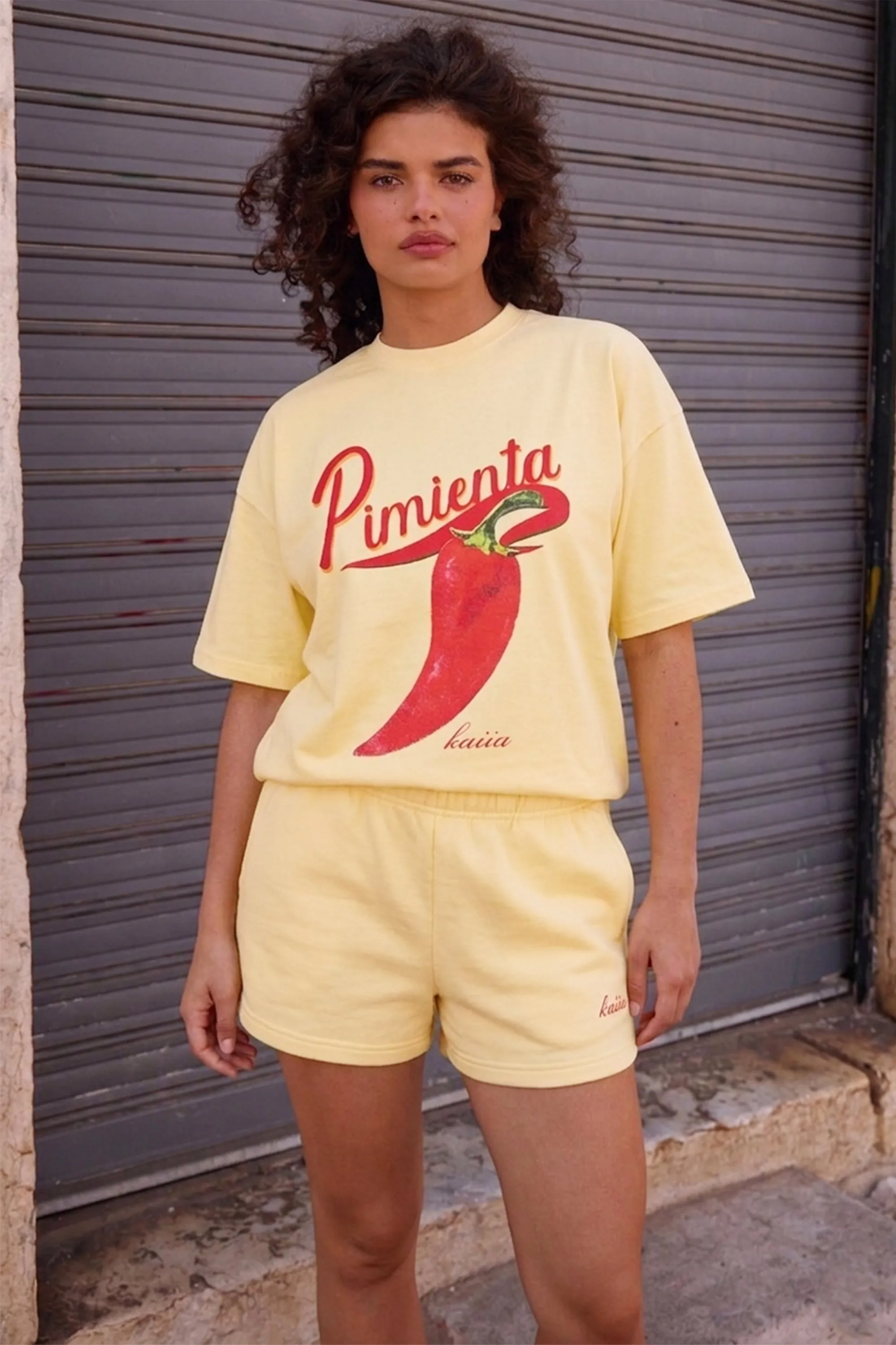 Kaiia Logo Mini Sweat Shorts Banana Yellow sold by Kaiia the label product image thumbnail 3