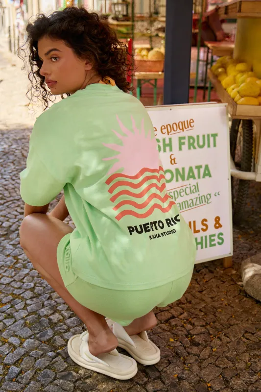 Kaiia Puerto Rico Graphic Oversized T-shirt Lime Sherbet made by Kaiia the label