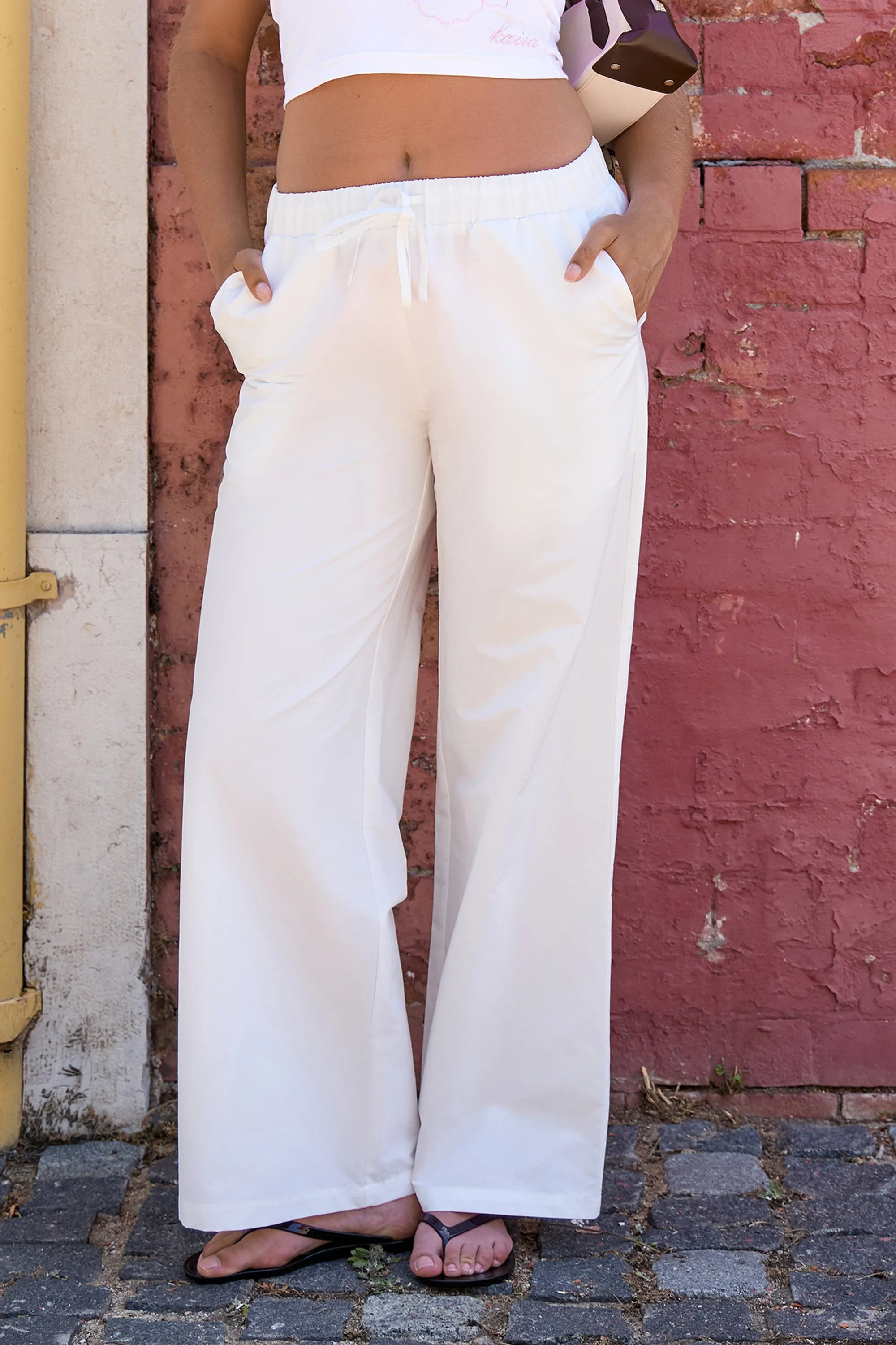 Kaiia Woven Straight Leg Trousers White sold by Kaiia the label product image thumbnail 3