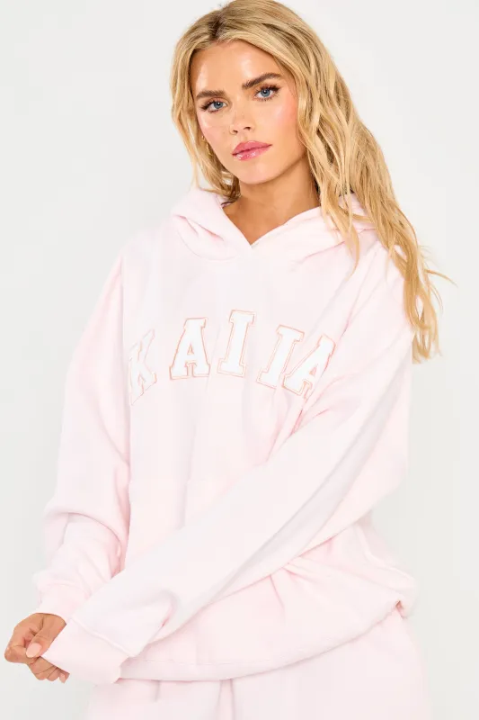 Kaiia Slogan Oversized Hoodie Shell Pink made by Kaiia the label