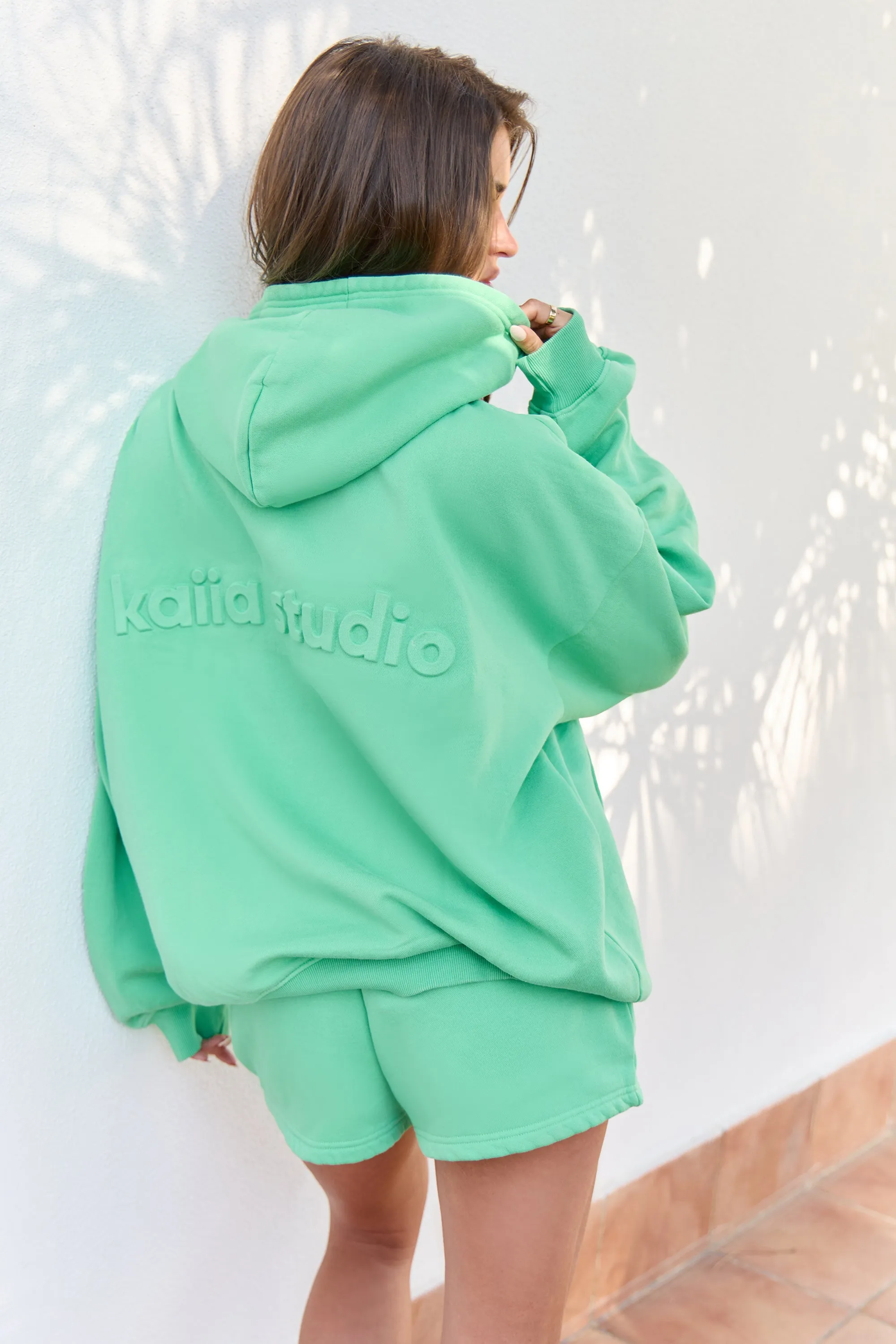 Kaiia Embossed Hoodie Washed Apple Green sold by Kaiia the label product image thumbnail 3