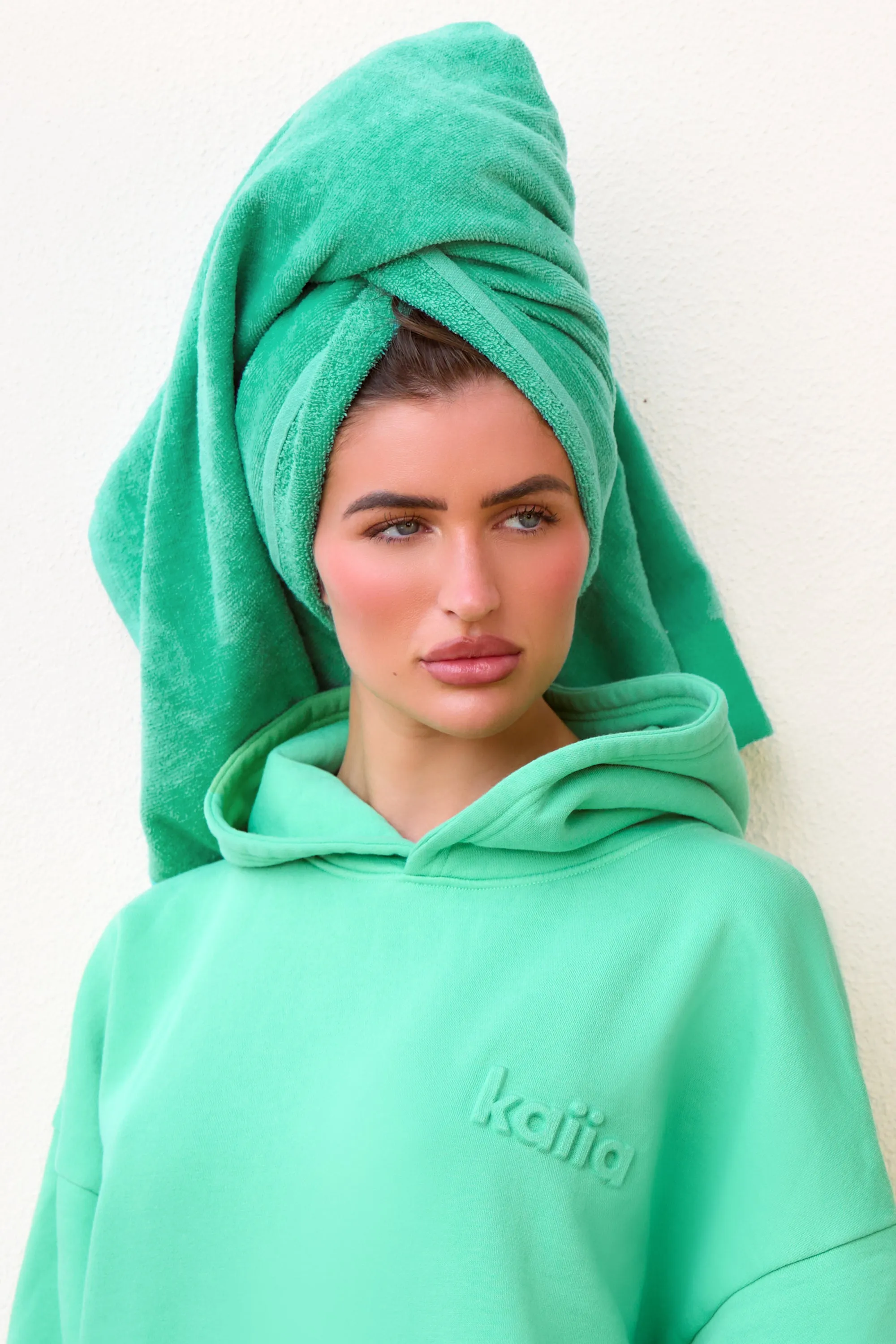 Kaiia Embossed Hoodie Washed Apple Green sold by Kaiia the label product image thumbnail 4