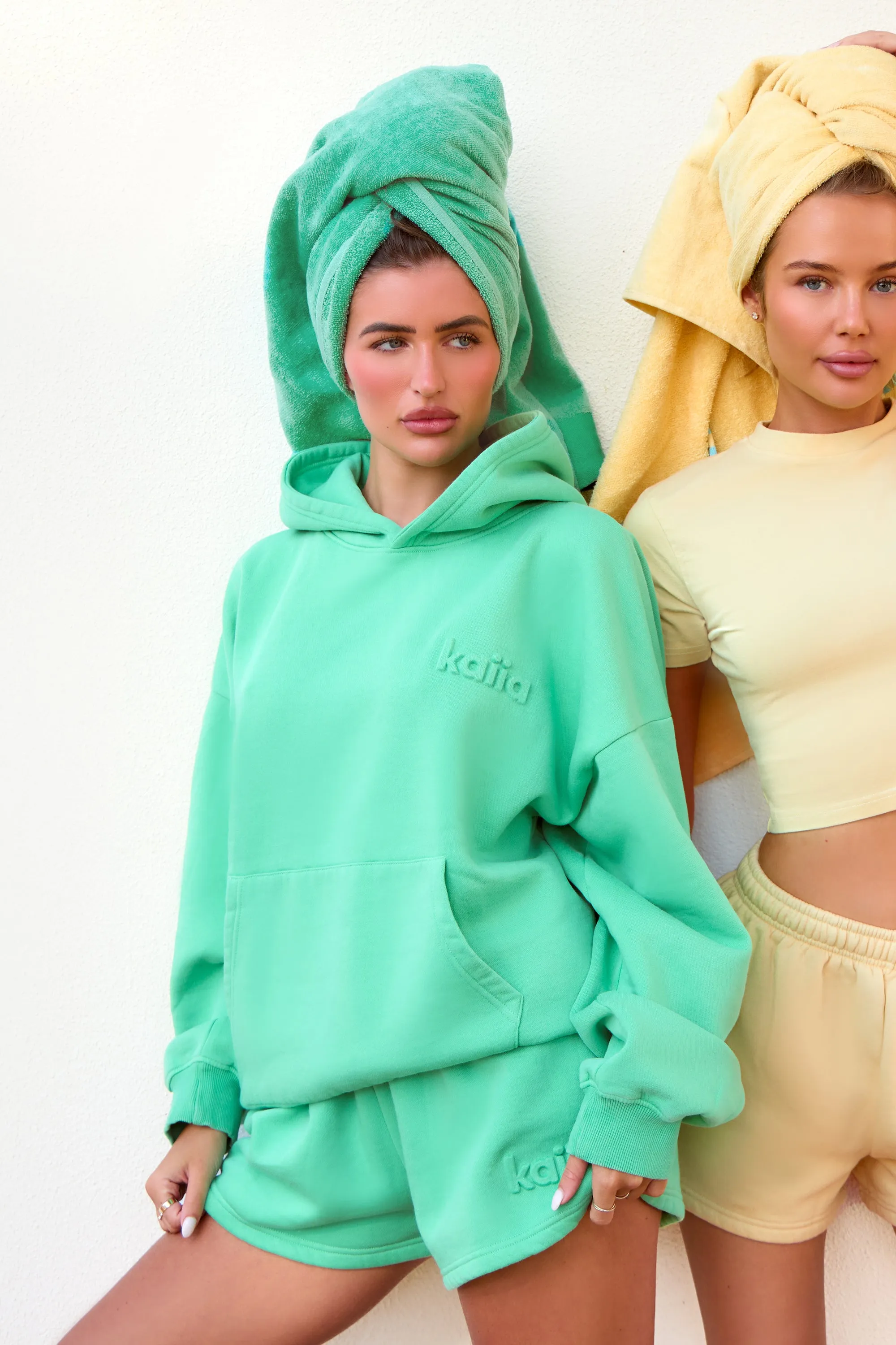 Kaiia Embossed Hoodie Washed Apple Green sold by Kaiia the label product image thumbnail 2