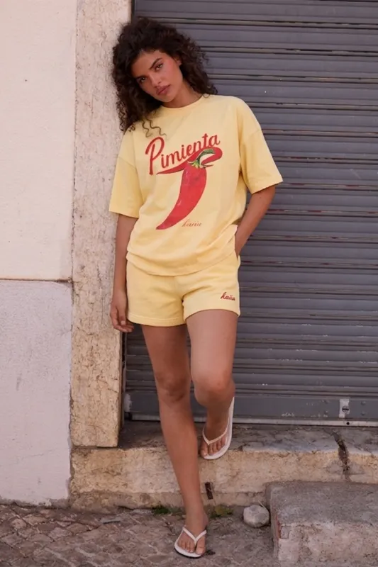 Kaiia Logo Mini Sweat Shorts Yellow made by Kaiia the label