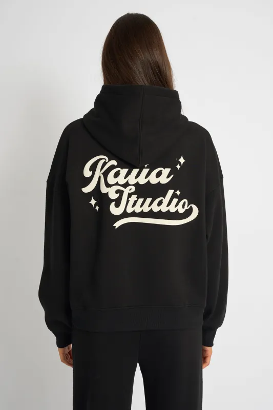 Kaiia Studio Bubble Script Oversized Hoodie Black & Cream made by Kaiia the label