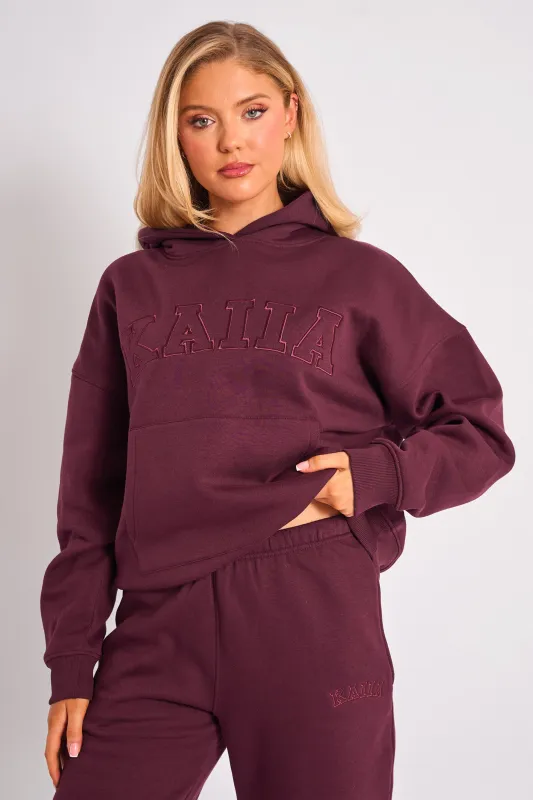 Kaiia Slogan Oversized Hoodie Plum made by Kaiia the label