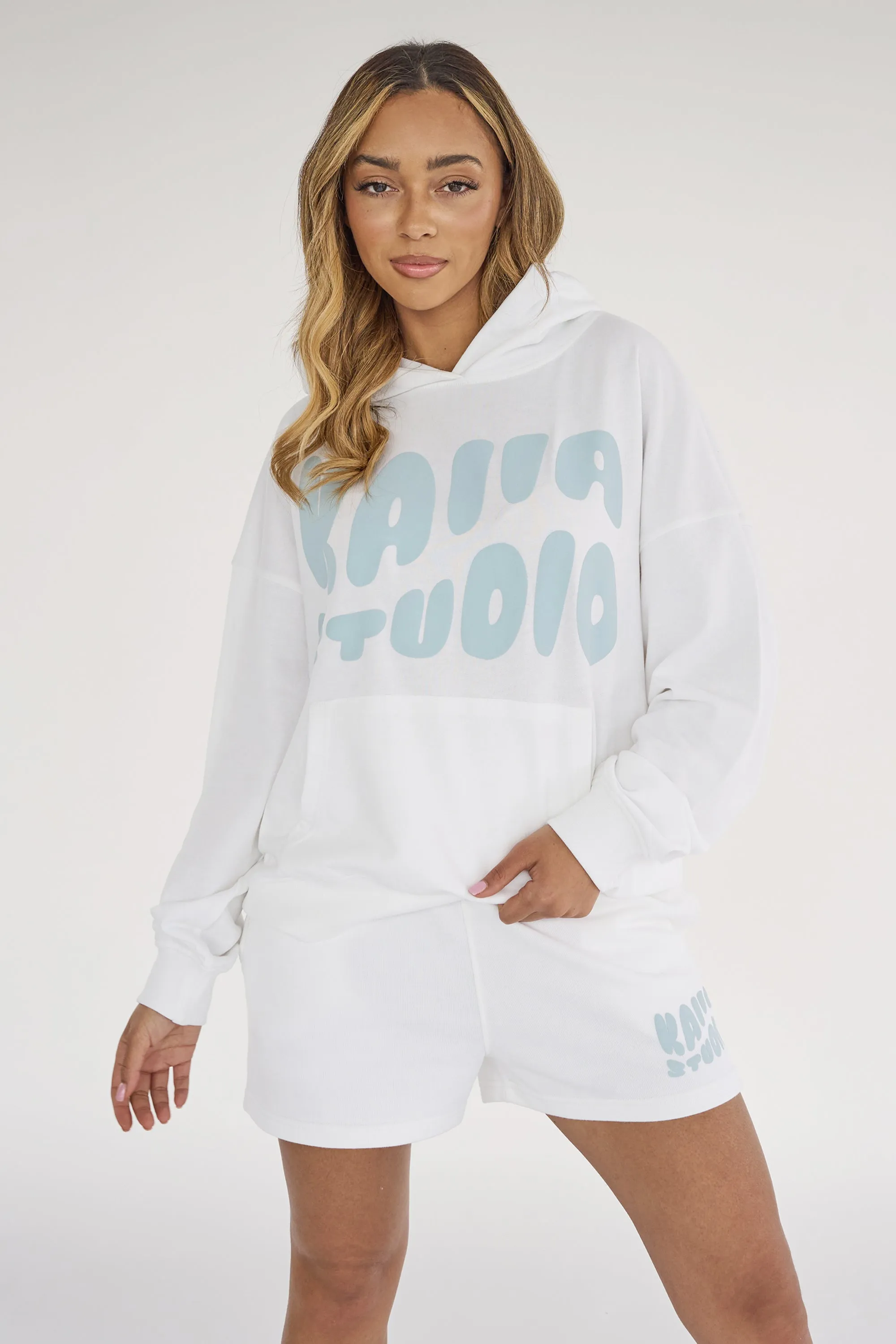 Kaiia Studio Bubble Logo Oversized Hoodie White & Blue sold by Kaiia the label product image thumbnail 4