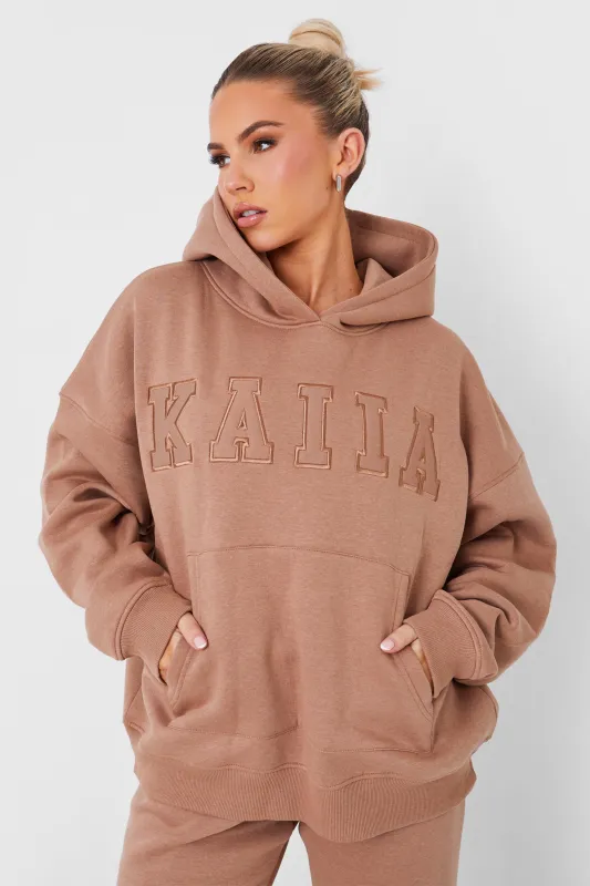 Kaiia Oversized Logo Hoodie in Caramel made by Kaiia the label