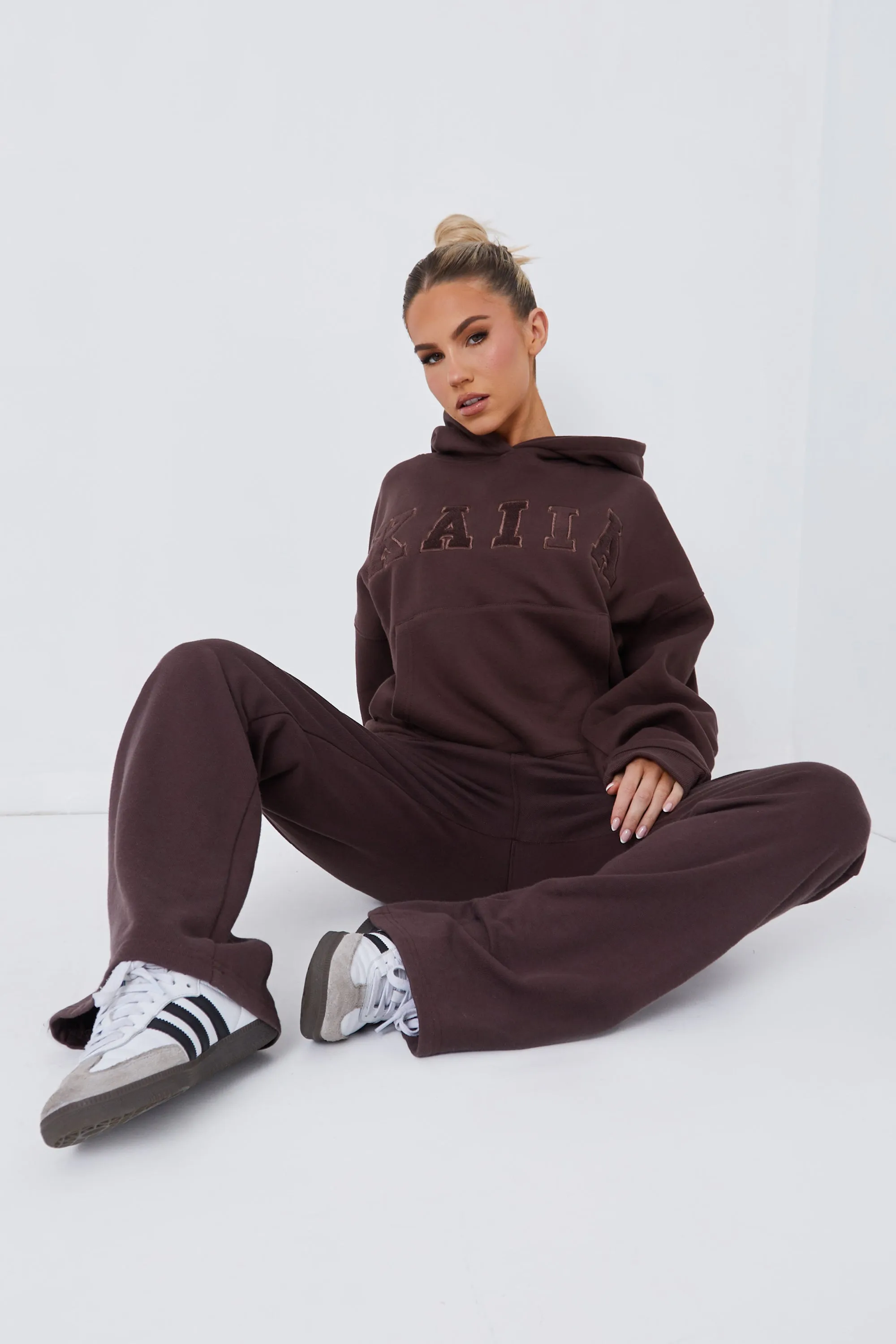 Kaiia Borg Slogan Oversized Hoodie Brown sold by Kaiia the label product image thumbnail 3