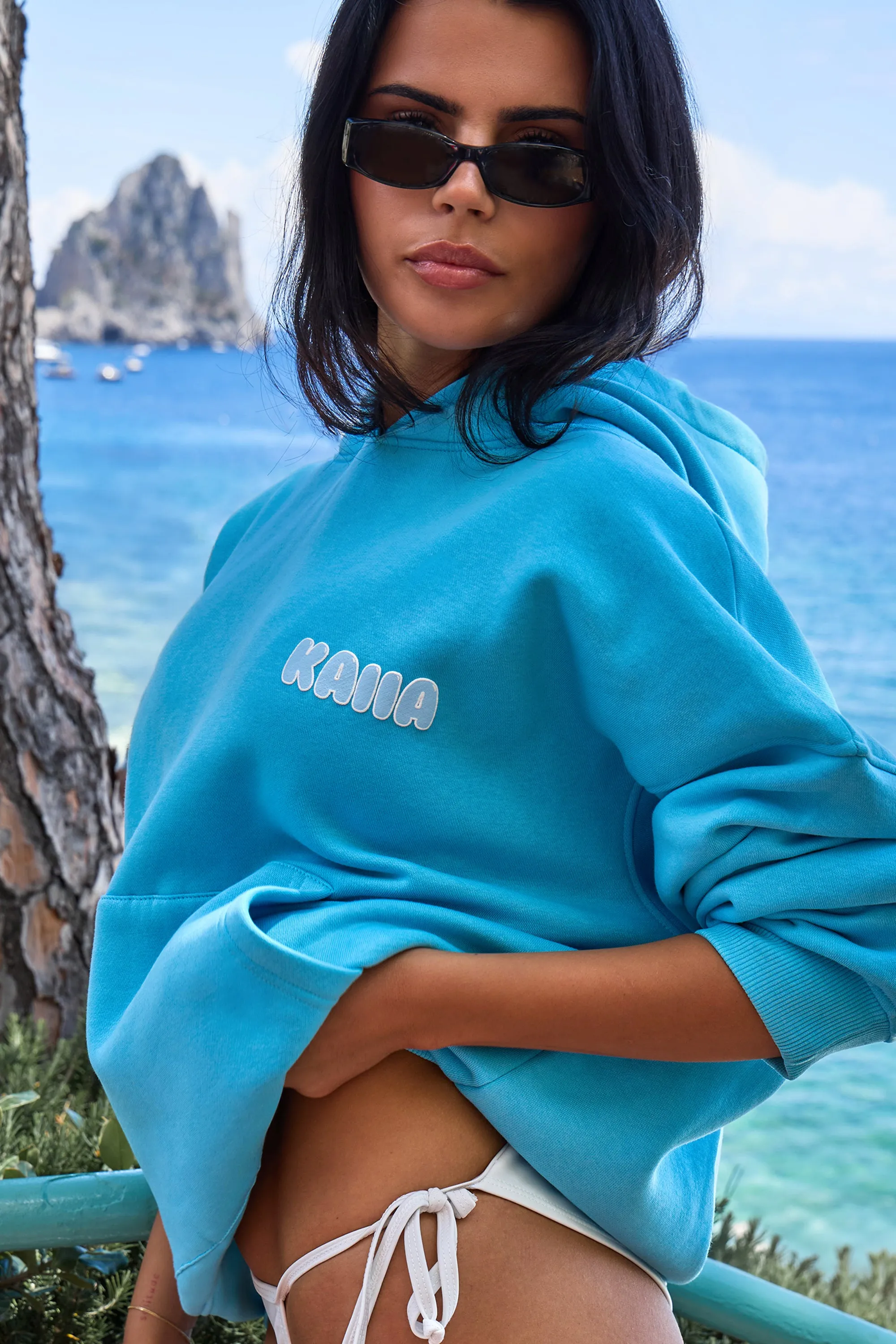 Kaiia Bubble Graphic Oversized Hoodie Pool Blue sold by Kaiia the label product image thumbnail 3
