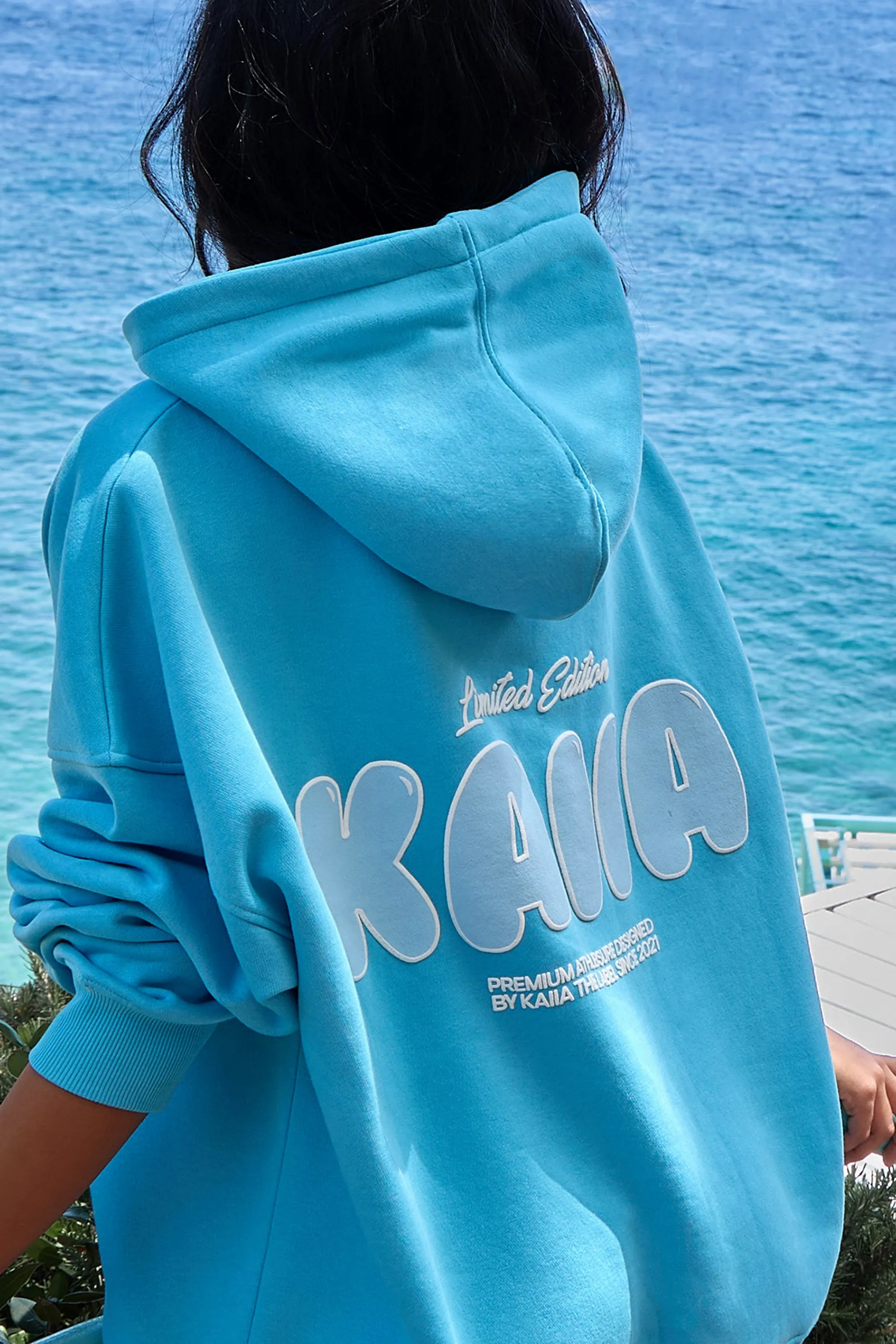 Kaiia Bubble Graphic Oversized Hoodie Pool Blue sold by Kaiia the label product image thumbnail 4