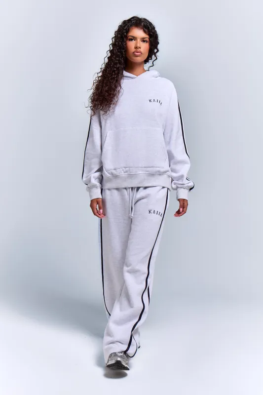 Kaiia Sport Side Stripe Wide Leg Joggers Light Grey Marl & Navy made by Kaiia the label