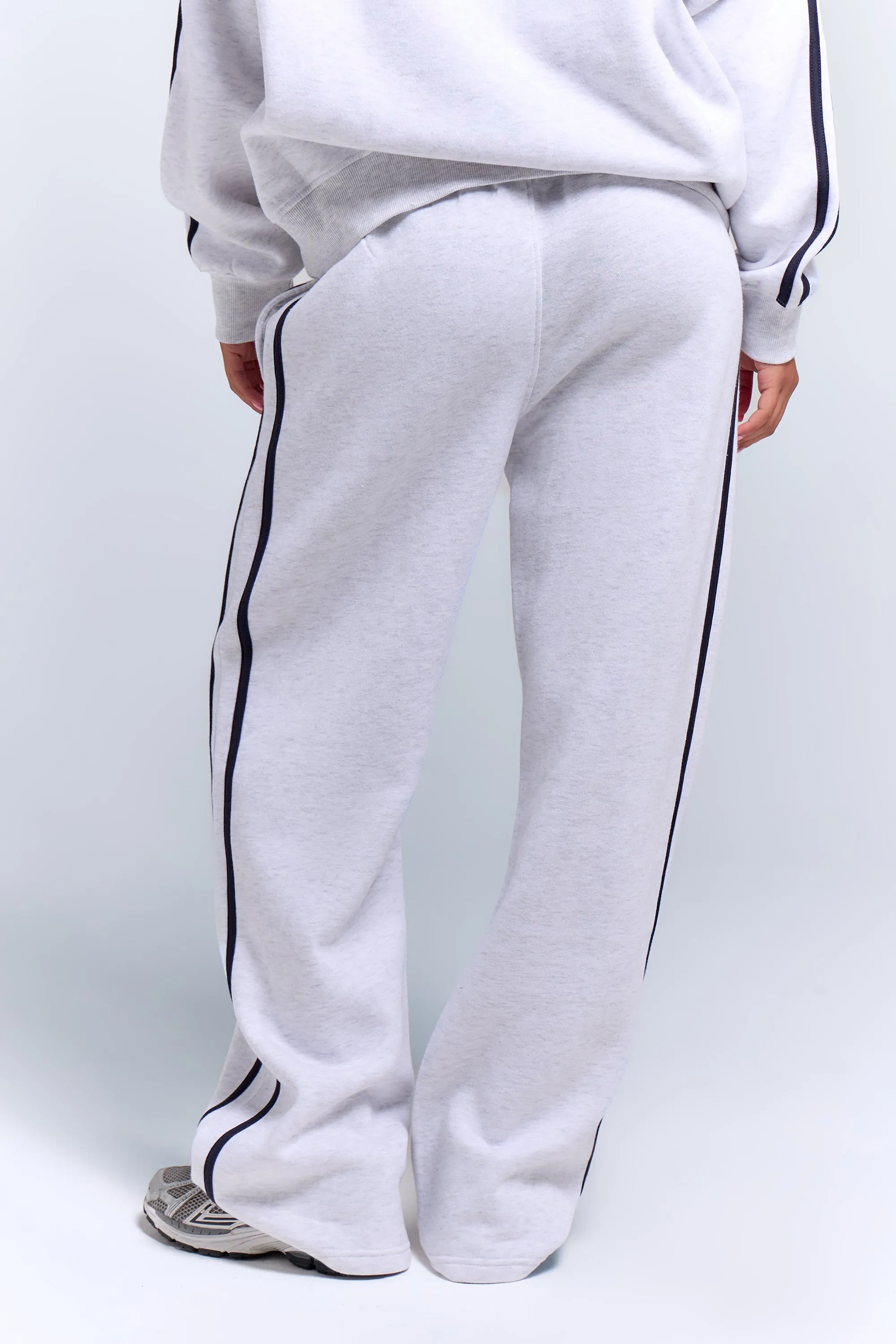 Kaiia Sport Side Stripe Wide Leg Joggers Light Grey Marl & Navy sold by Kaiia the label product image thumbnail 4