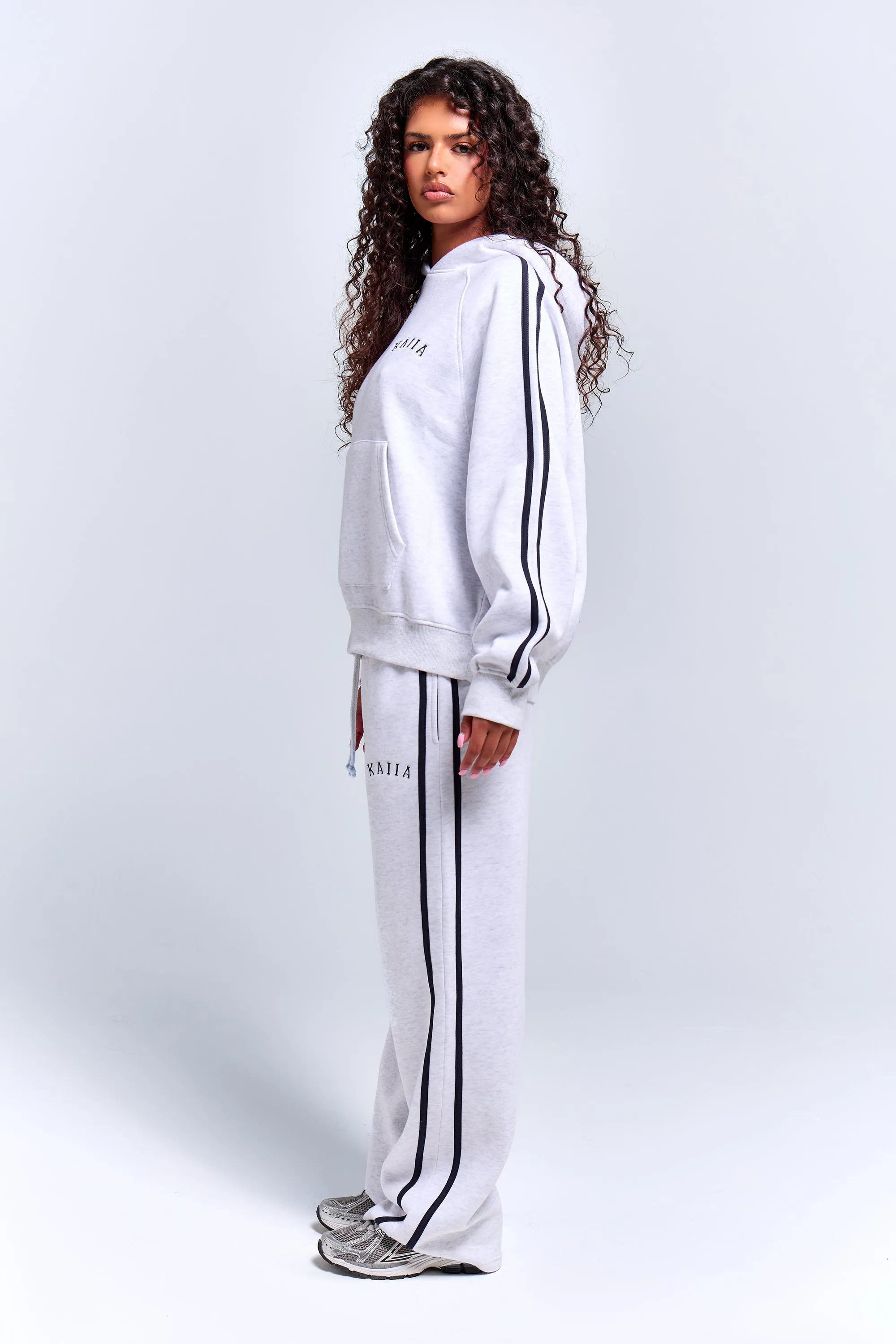 Kaiia Sport Side Stripe Oversized Hoodie Light Grey Marl & Navy sold by Kaiia the label product image thumbnail 3