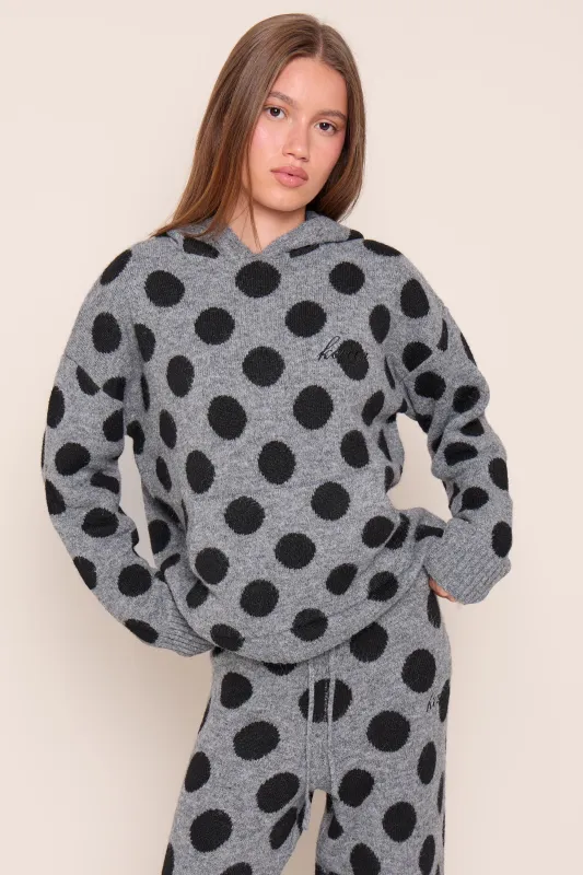 Kaiia Knit Polka Dot Oversized Hoodie Grey & Black made by Kaiia the label