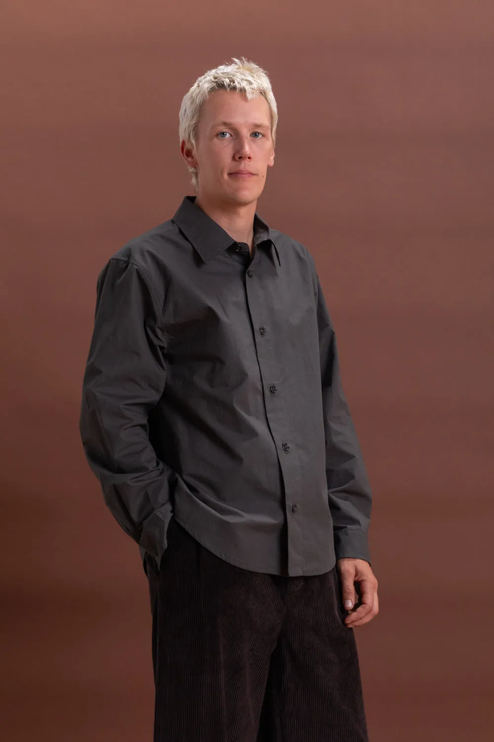 FILTER SHIRT IN CHARCOAL COTTON WASHI sold by Boswell product image thumbnail 5