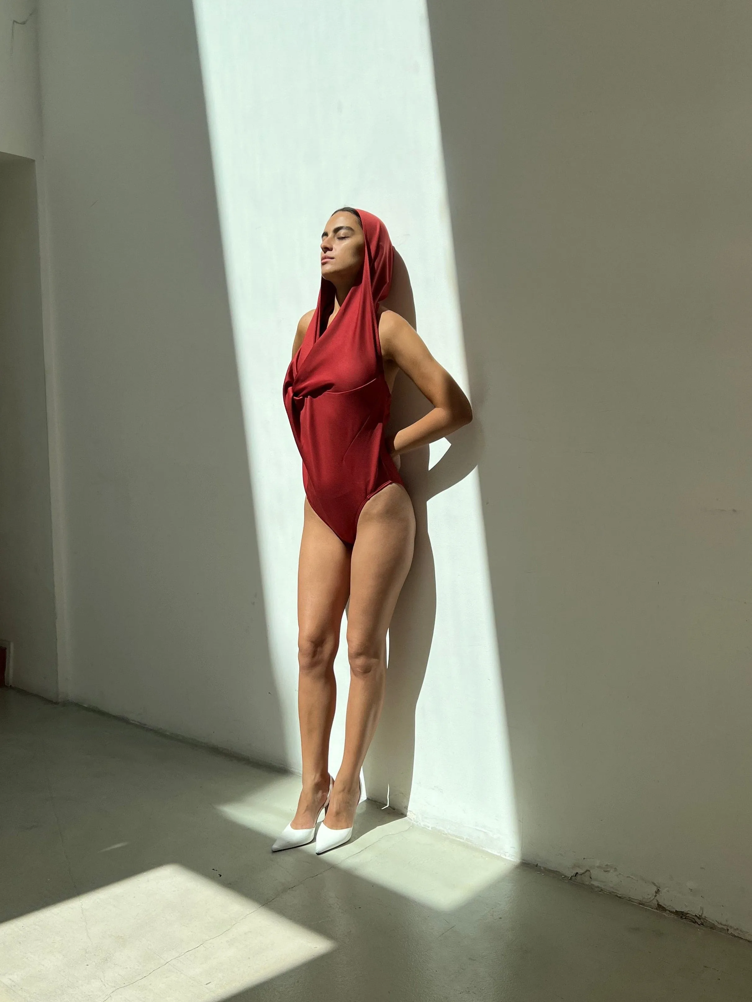Draped Hood Bodysuit sold by Karoline Vitto product image thumbnail 2